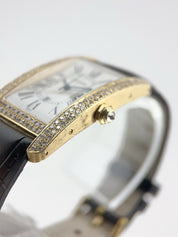 Cartier Tank Large 18k Yellow Gold White Dial 27mm Diamond Watch W2603156