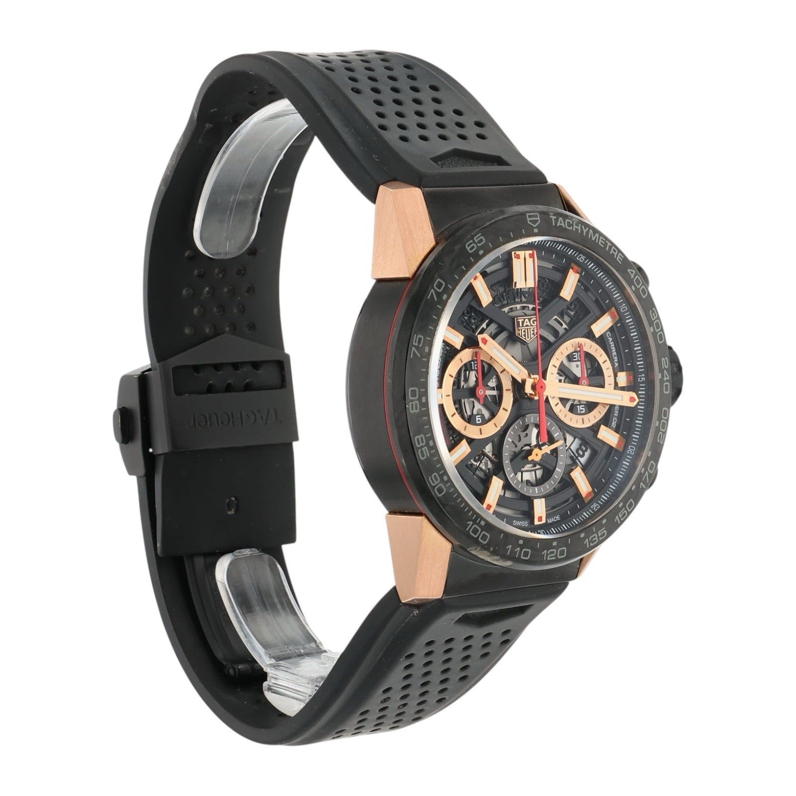 Tag Heuer Steel & Gold PVD Skeleton Dial 43mm Automatic Mens Watch CBG2052