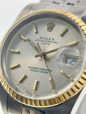 Rolex Date Gold & Steel Silver Color Dial 34mm Automatic Men’s Watch Ref 15053