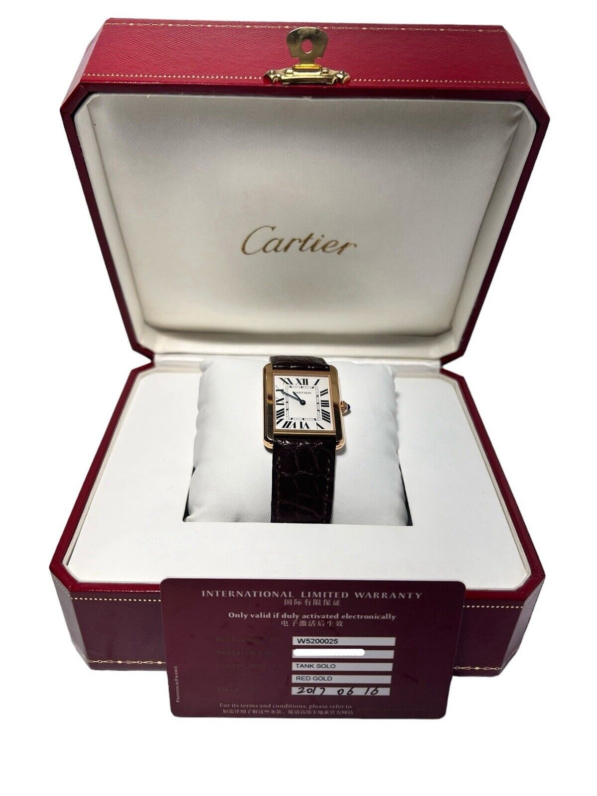 Cartier Tank 18k Rose Gold and Steel 27mm Quartz Mens Watch W5200025 - Full Set