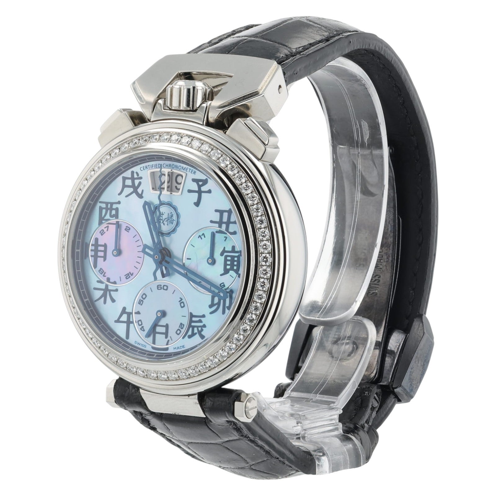 NEW 2025 Bovet Sportster Diamond Bezel Steel Blue Dial 40mm Auto Watch SP0187