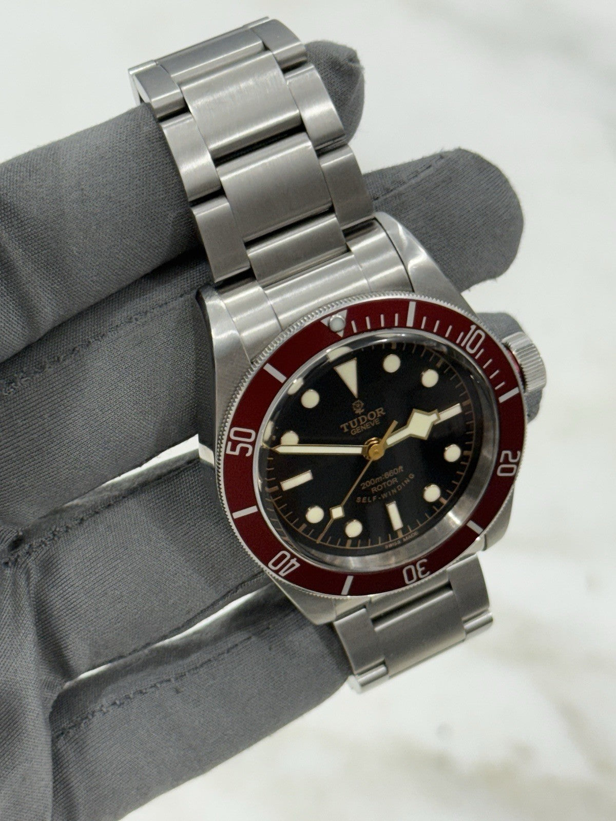 Tudor Black Bay Smiley Dial Stainless Steel Red 41mm Automatic Watch 79220R
