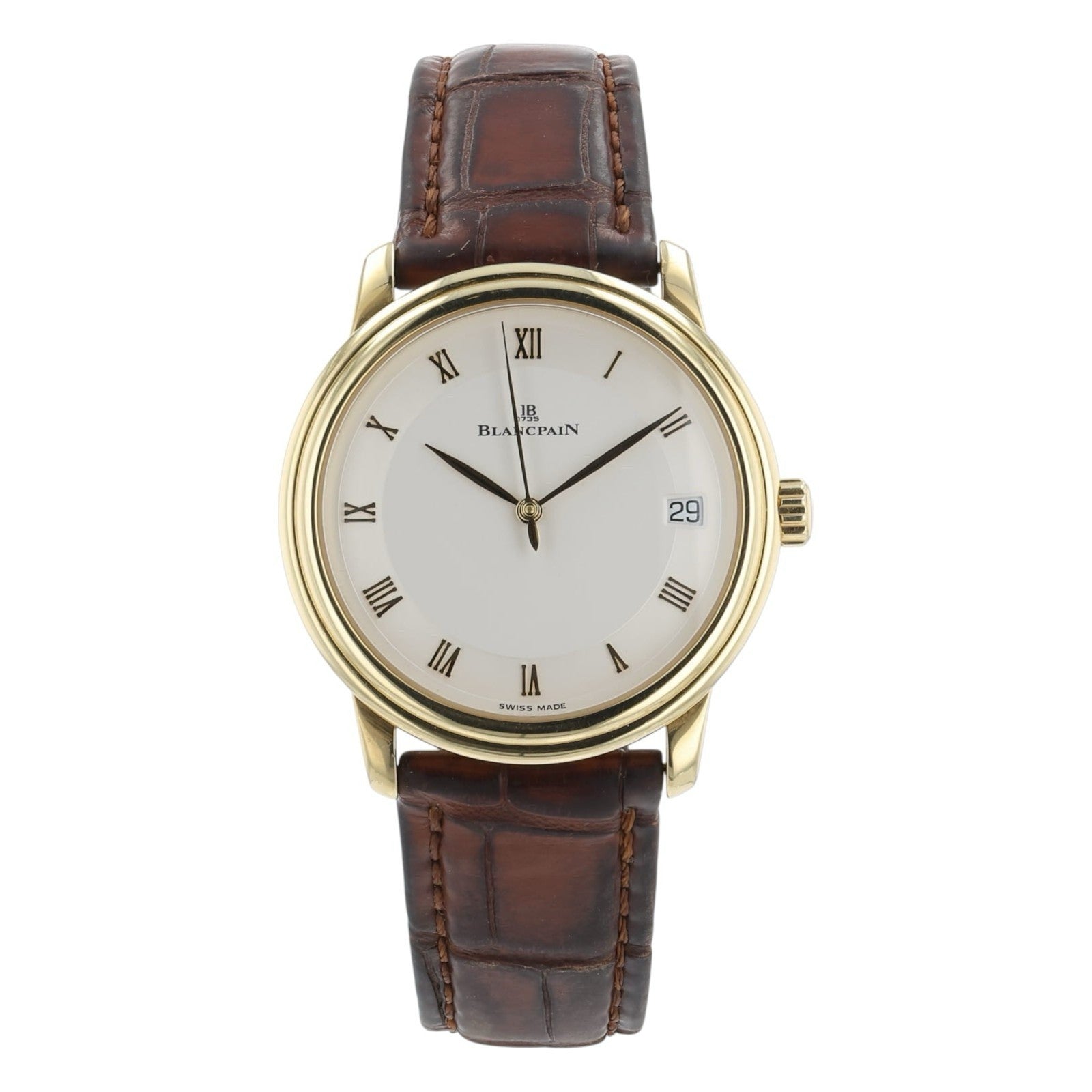 Blancpain Villeret 18k Yellow Gold White Dial 36mm Automatic Mens Watch 1158