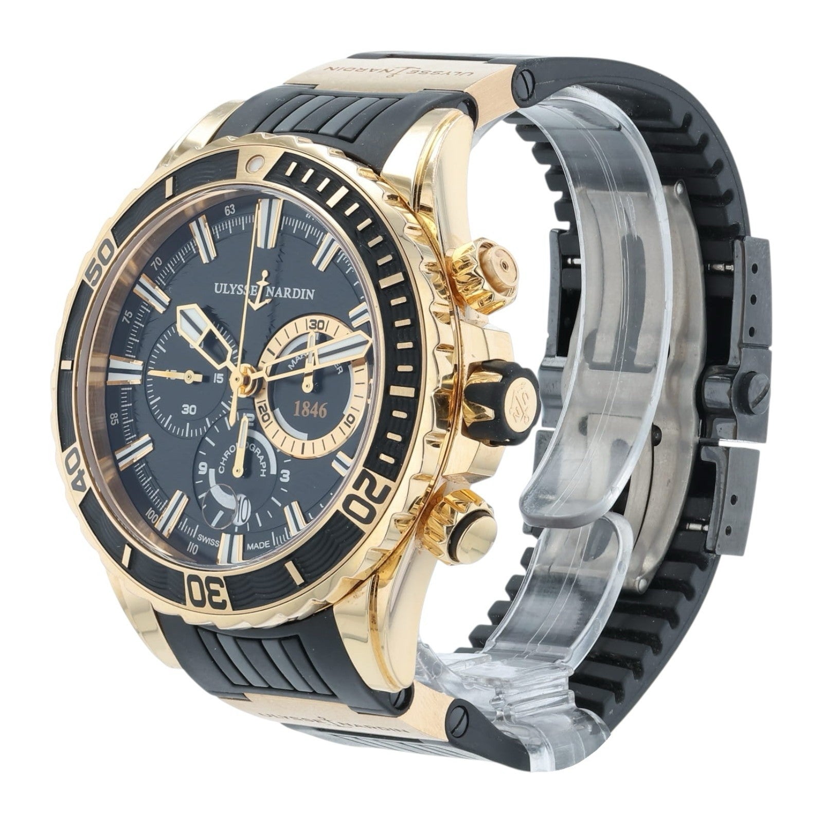 Ulysse Nardin Marine Diver Black Dial 18k Rose Gold 43mm Automatic Mens 1502-151