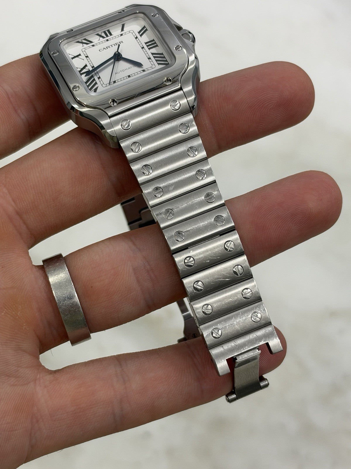 2025 Cartier Santos Automatic Stainless White Dial Midsize Watch 35mm WSSA0029