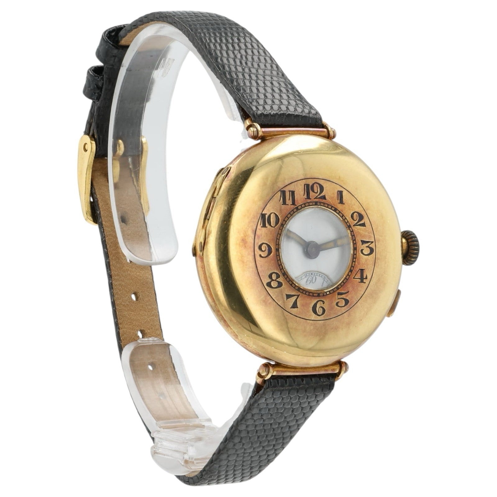 WW1 Trench Watch White Dial 18k Gold 33mm Wind Up Movement Unisex Watch