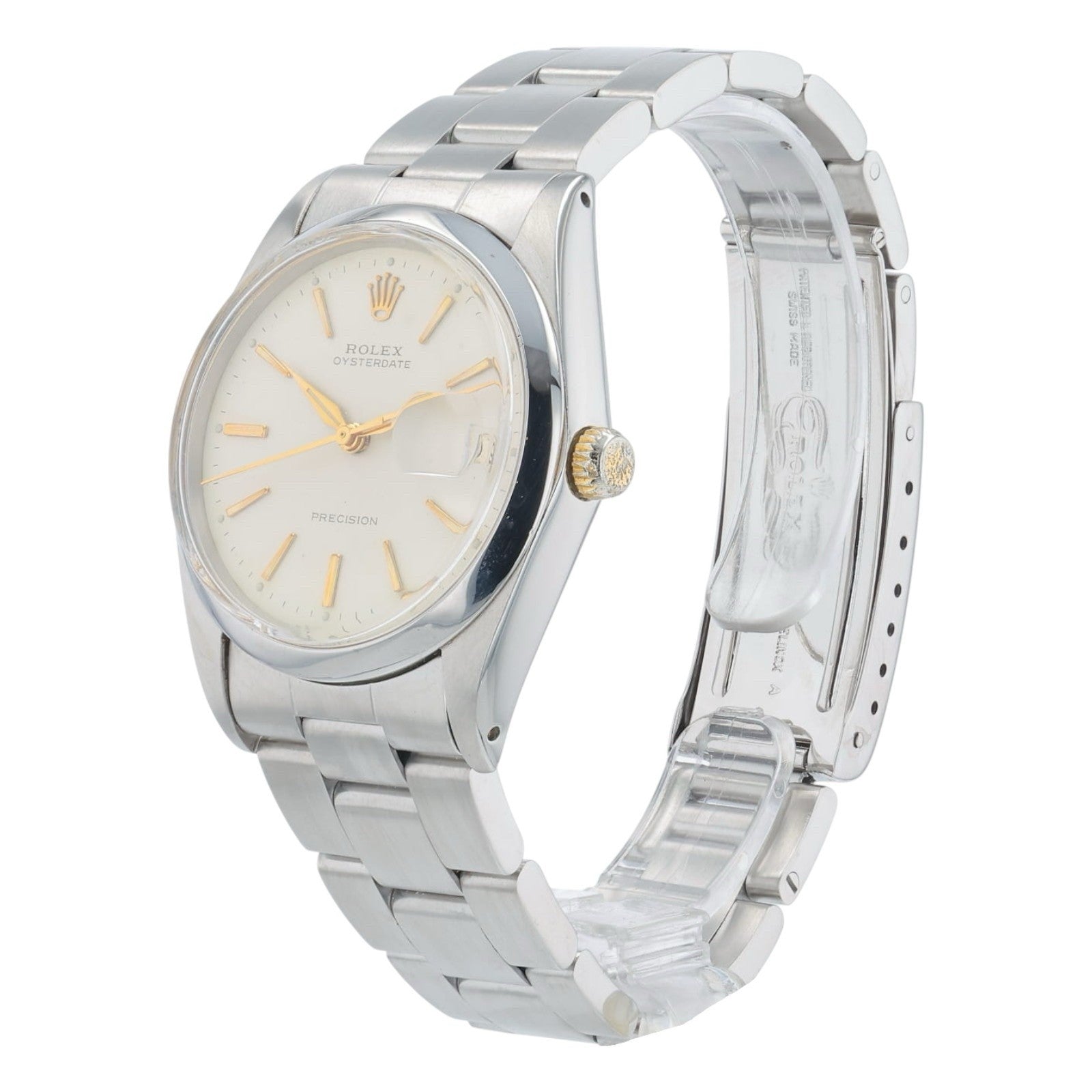 Rolex Oysterdate Precision Steel Silver Dial 34mm Manual Wind Men’s Watch 6694