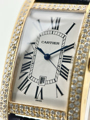 Cartier Tank Large 18k Yellow Gold White Dial 27mm Diamond Watch W2603156