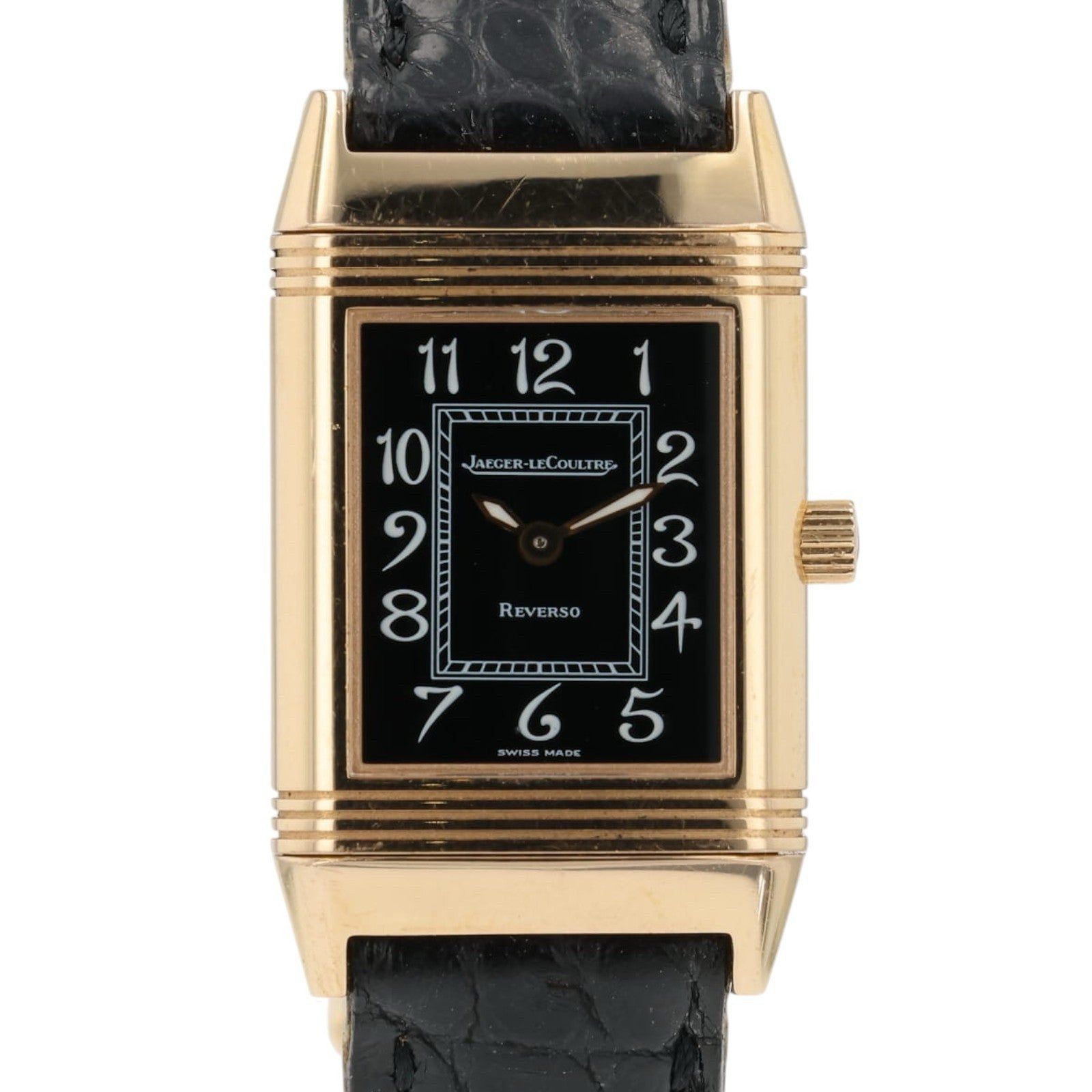 Jaeger LeCoultre Reverso Black Dial 18k Rose Gold 20mm Manual Wind 260.2.86