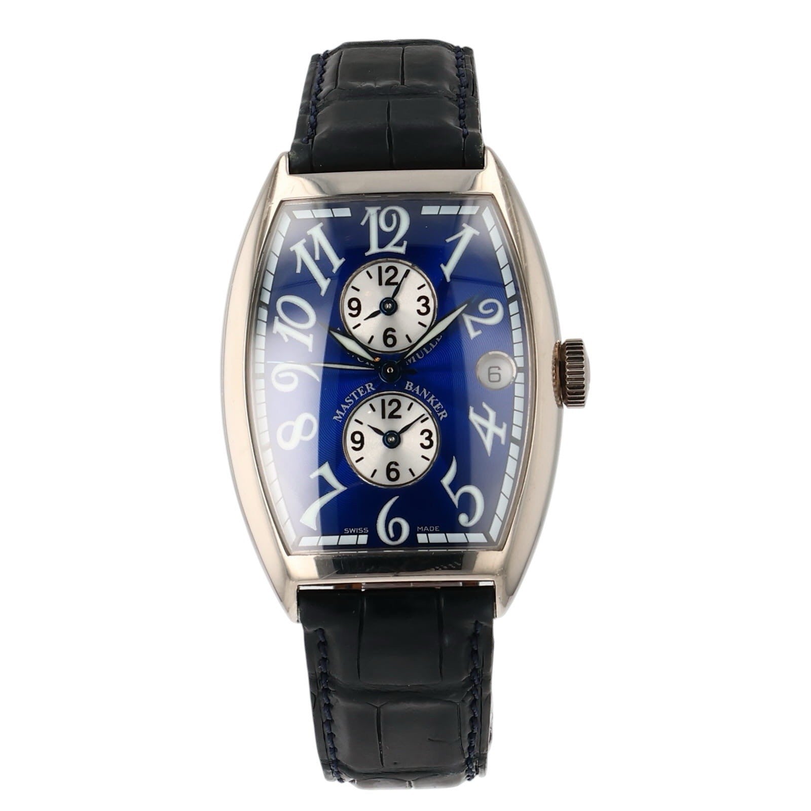 Frank Muller Master Banker 18k White Gold Blue Dial 34mm Automatic Watch 6850MB