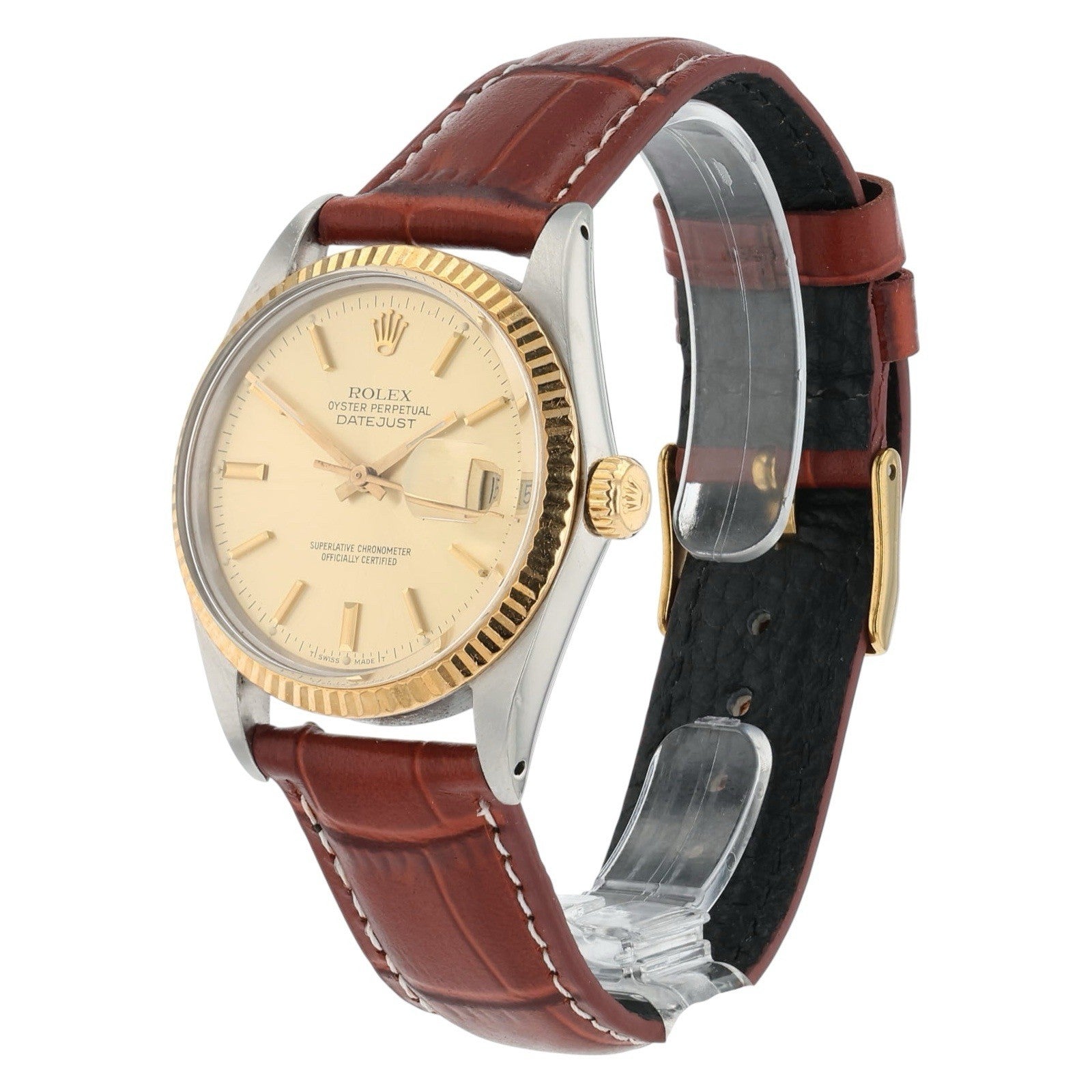 Rolex Datejust 36 Steel & Gold Champagne Dial 36mm Automatic Mens Watch 16013