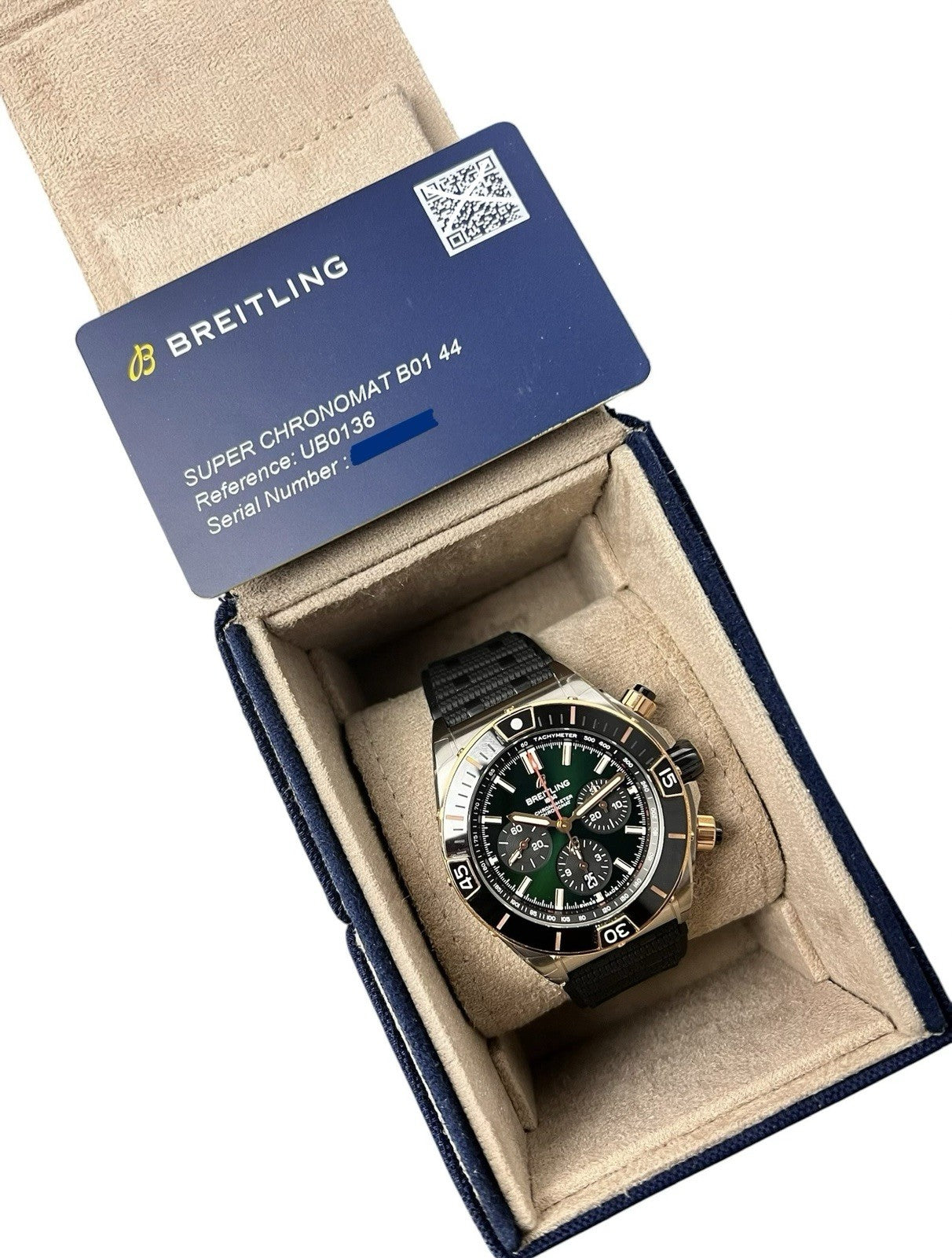 Breitling Chronomat Green Dial 18k Red Gold 44mm Automatic Men’s Watch UB0136