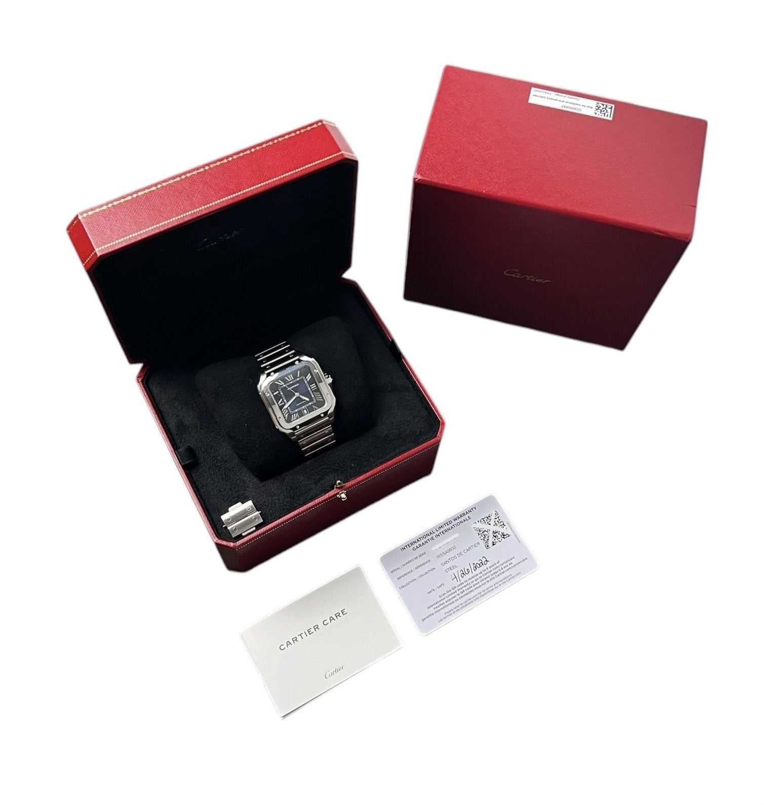 Cartier Santos Blue Dial Stainless Steel 39x40mm Automatic Mens Watch WSSA0030