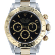 Rolex Daytona Gold & Steel Black Dial 40mm Automatic Movement Mens Watch 16523