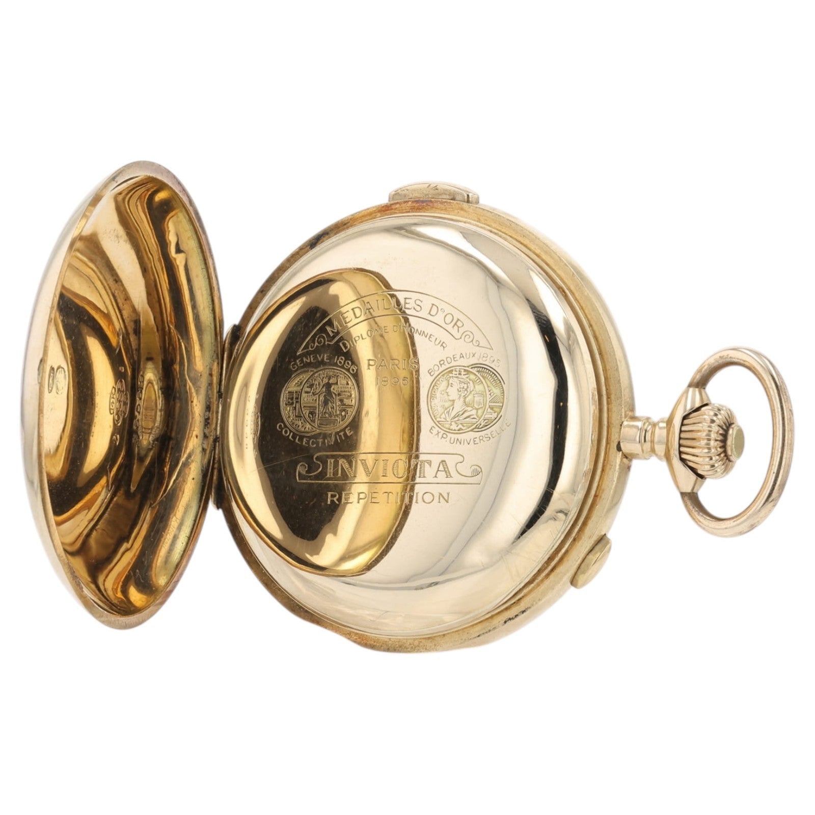 Invicta Pocket Watch 14K Rose Gold Repeater Chronograph Hunter Case