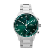 IWC Portugieser Chrono Auto Steel 41mm Green Dial Watch Bracelet IW3716-15