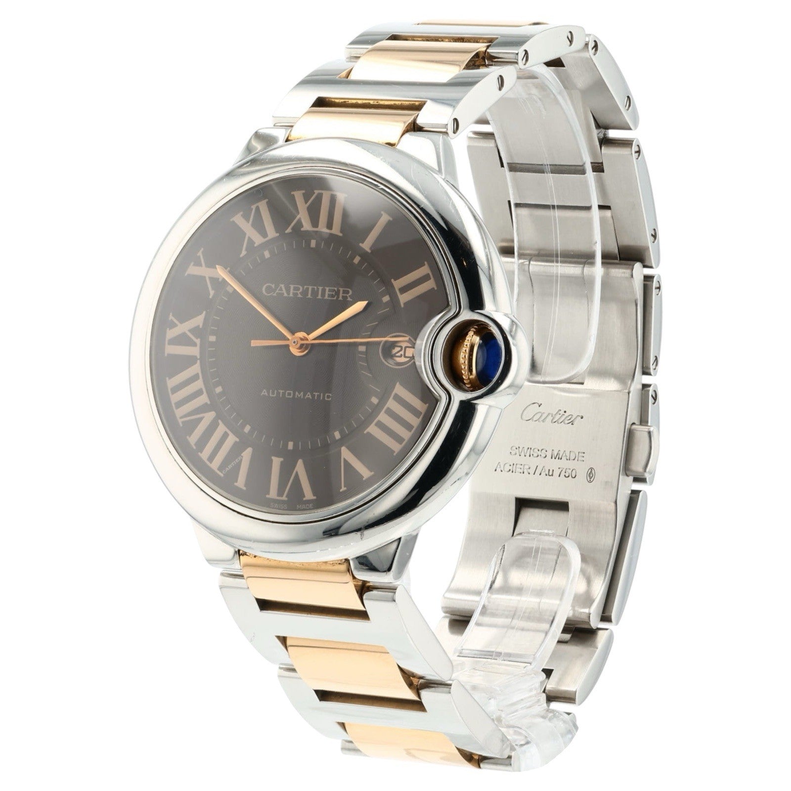Cartier Ballon Bleu Gold & Steel Brown Dial 42mm Automatic Mens Watch W6920032