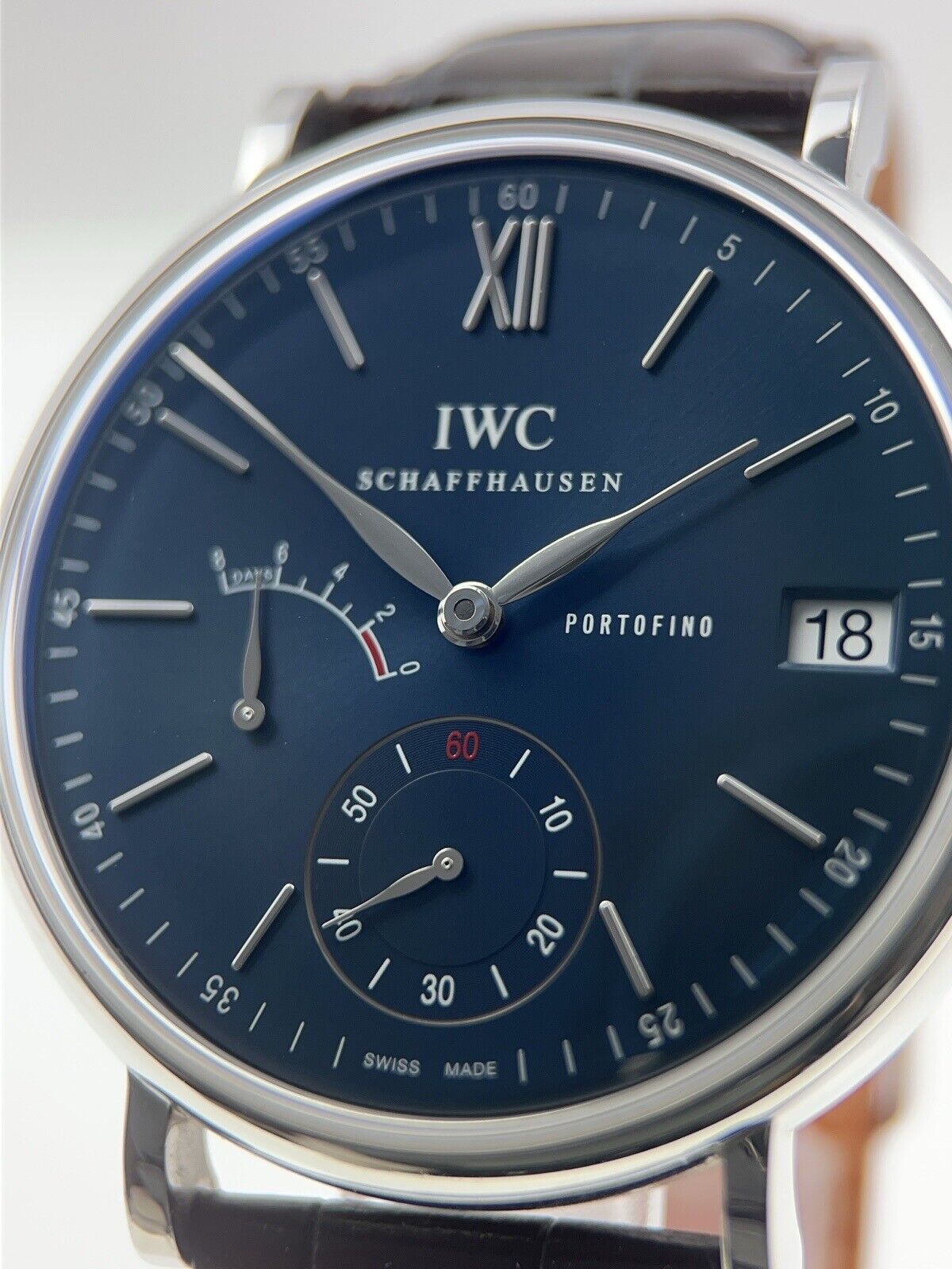 IWC Portifino Steel Blue Dial 45mm Manual Wind Men’s Watch IW510106 - Box/Paper