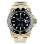 Rolex Submariner Black Dial 18k Yellow Gold 40mm Automatic Movement 116618LN