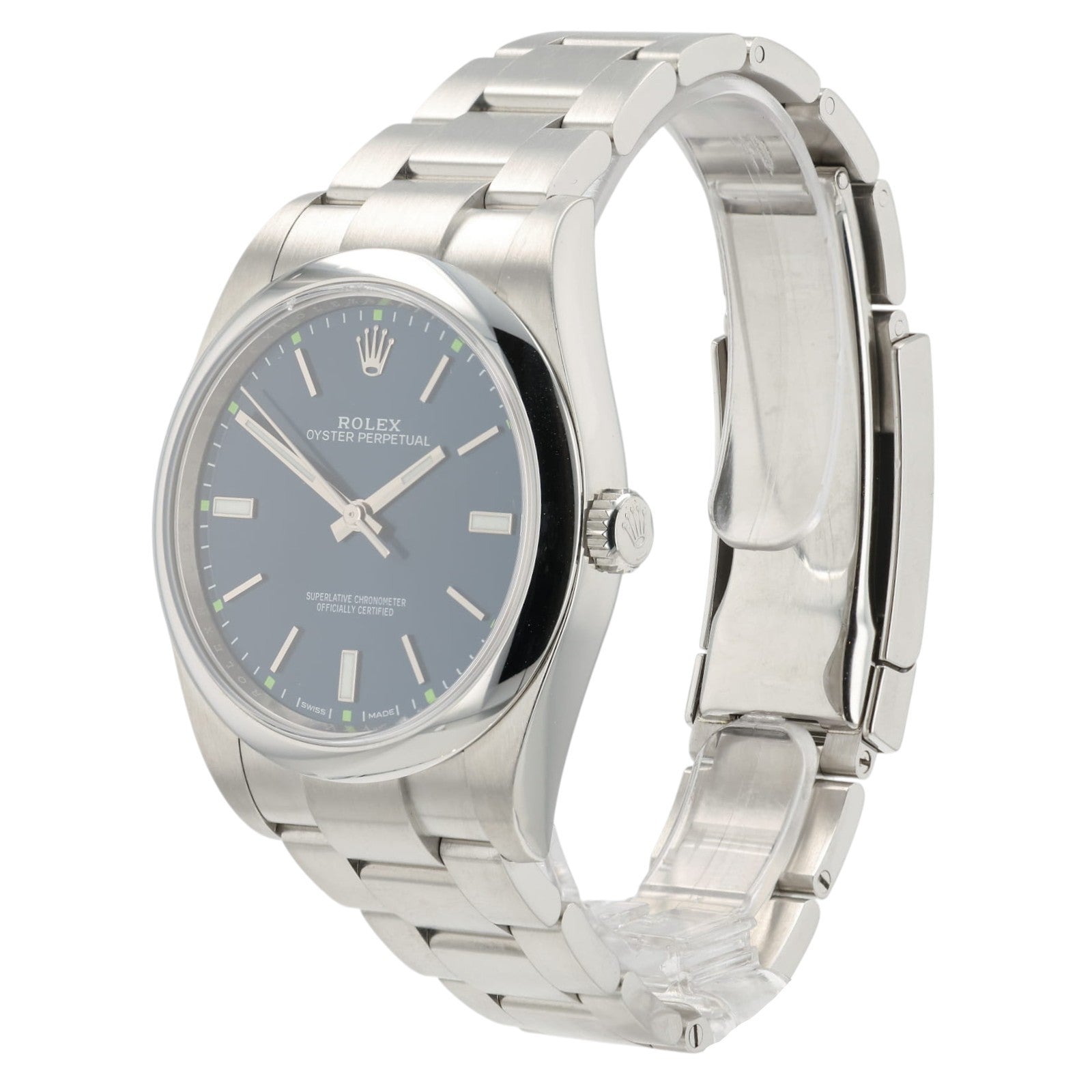 Rolex Oyster Perpetual Blue Dial Stainless Steel 39mm Automatic Mens 114300