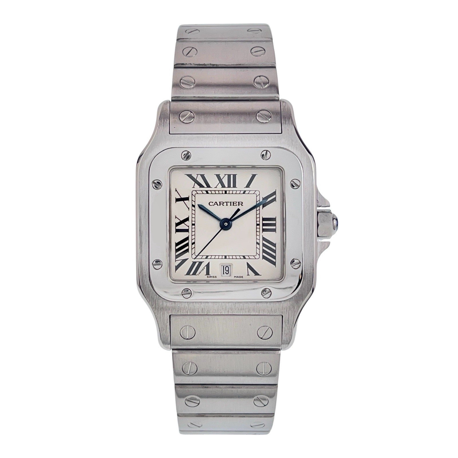 Cartier Santos Galbee Stainless Steel Silver Dial 29mm Quartz Men's Watch 1564