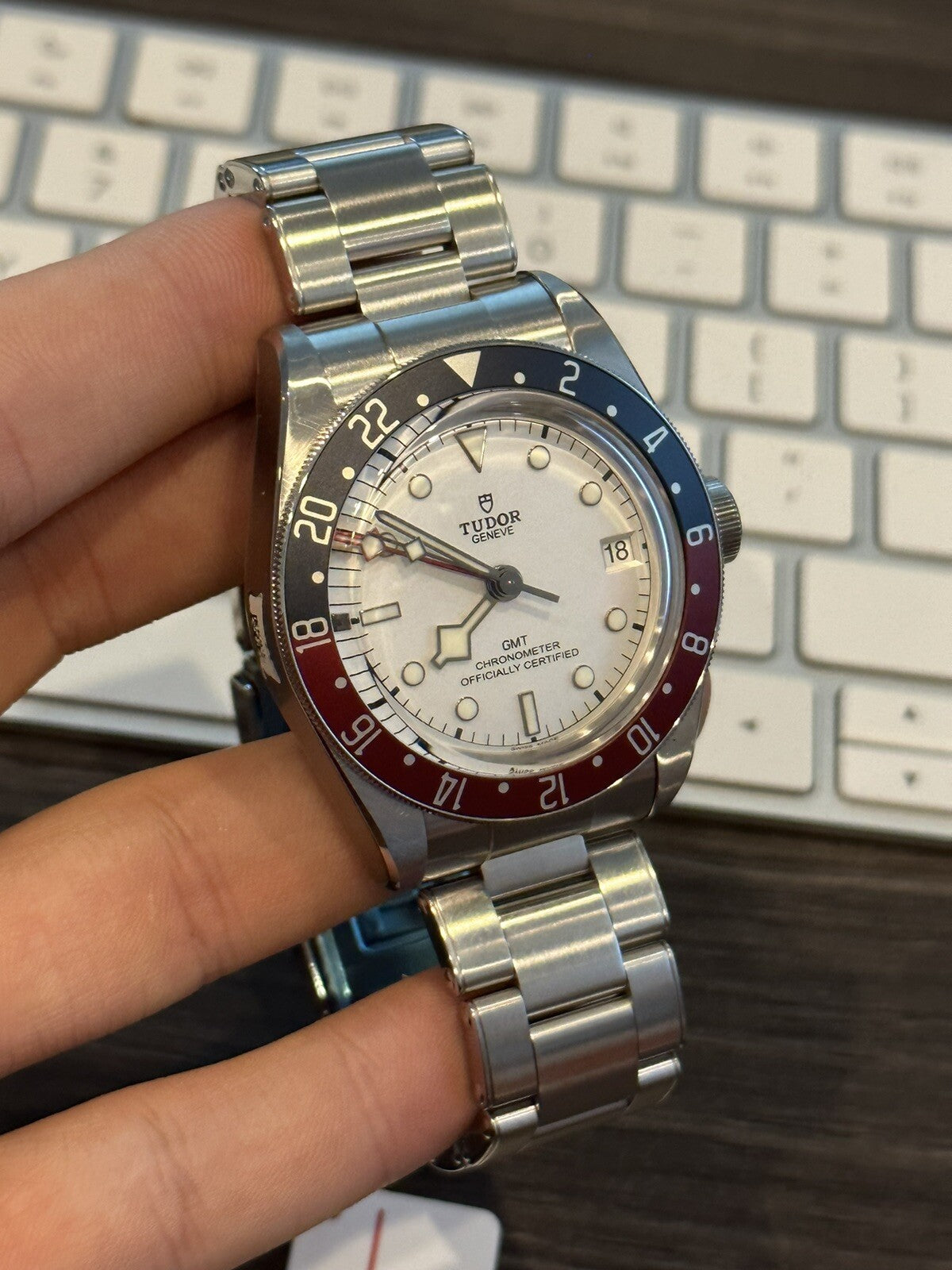 NEW 2025 Tudor Black Bay Pepsi GMT 79830RB Opaline Dial Watch - Box/Papers