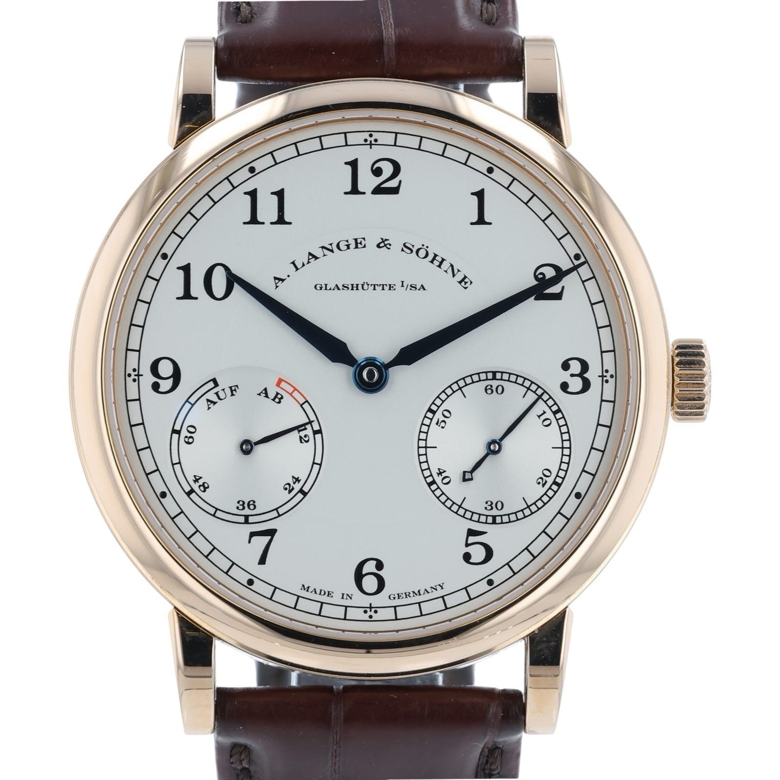 A Lange & Sohne 1815 UP/DOWN 18k Rose Gold Silver Dial 39mm Manual Wind 234.032