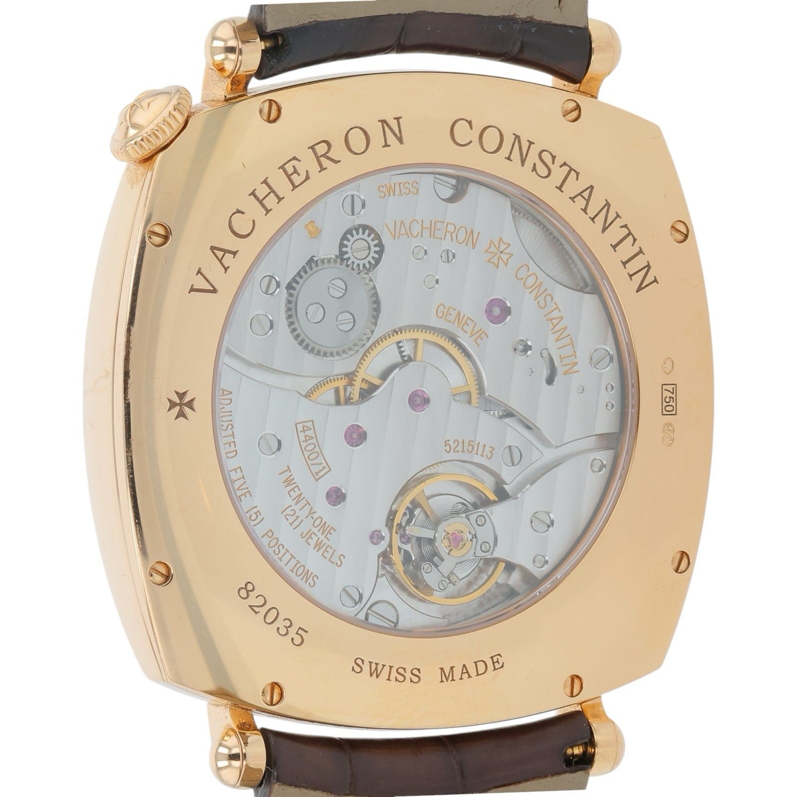 Vacheron Constantin 18k Rose Gold Silver Dial 40mm Manual Wind Mens Watch 82035