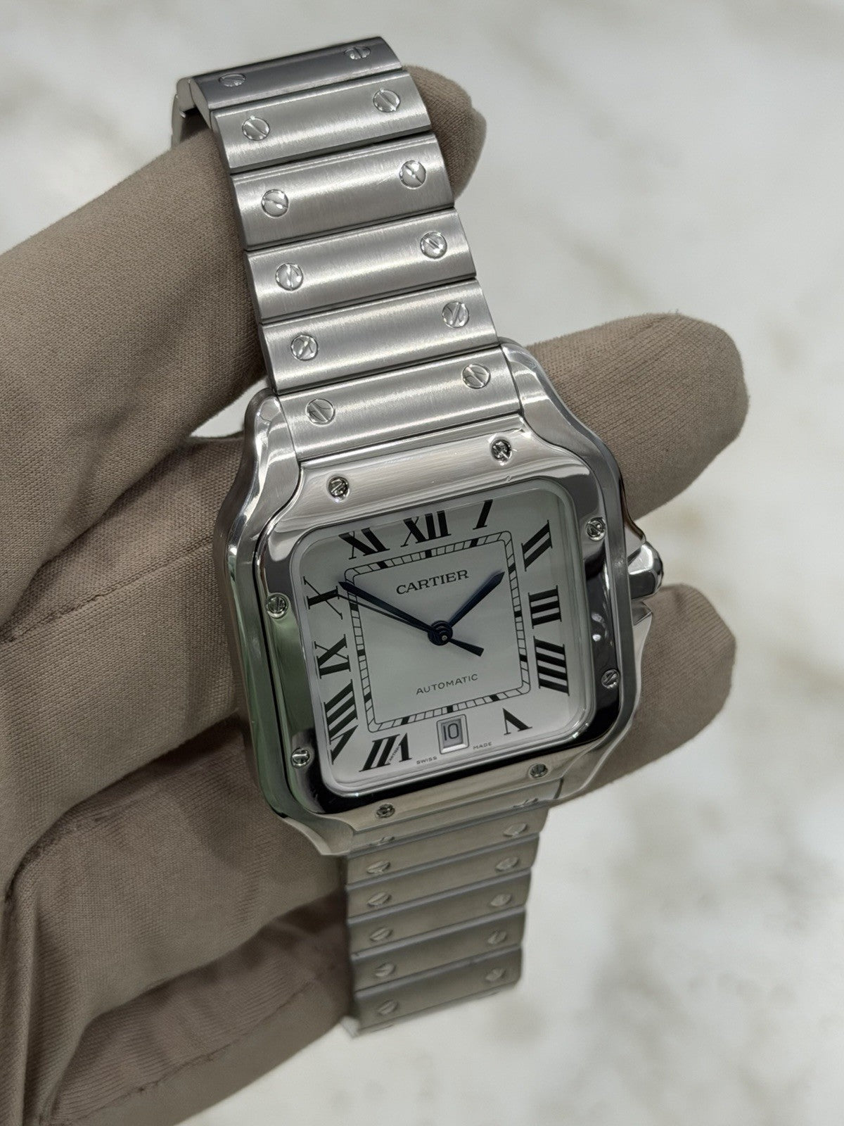 2022 Cartier Santos Large Steel Silver Dial 39mm Automatic Men's Watch WSSA0018