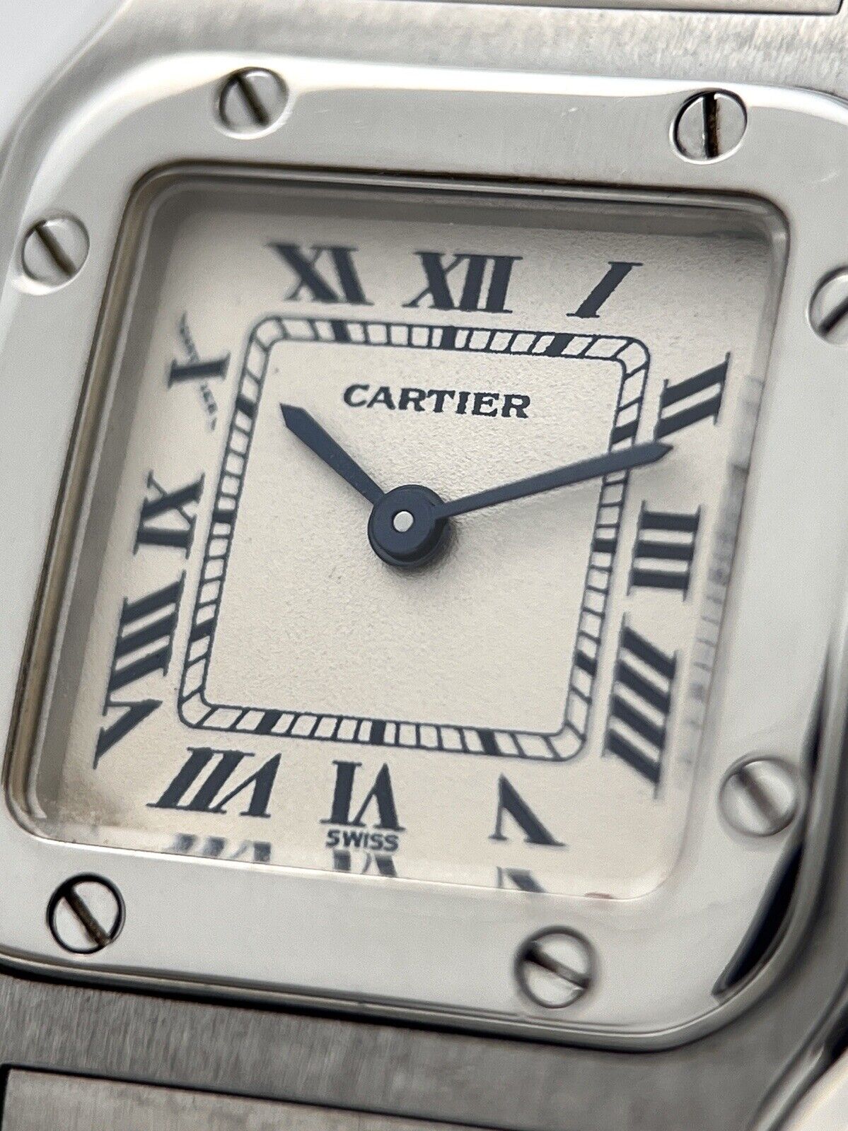 Cartier Santos Galbee Steel Roman Numerals White Dial 23mm Women's Watch 1565