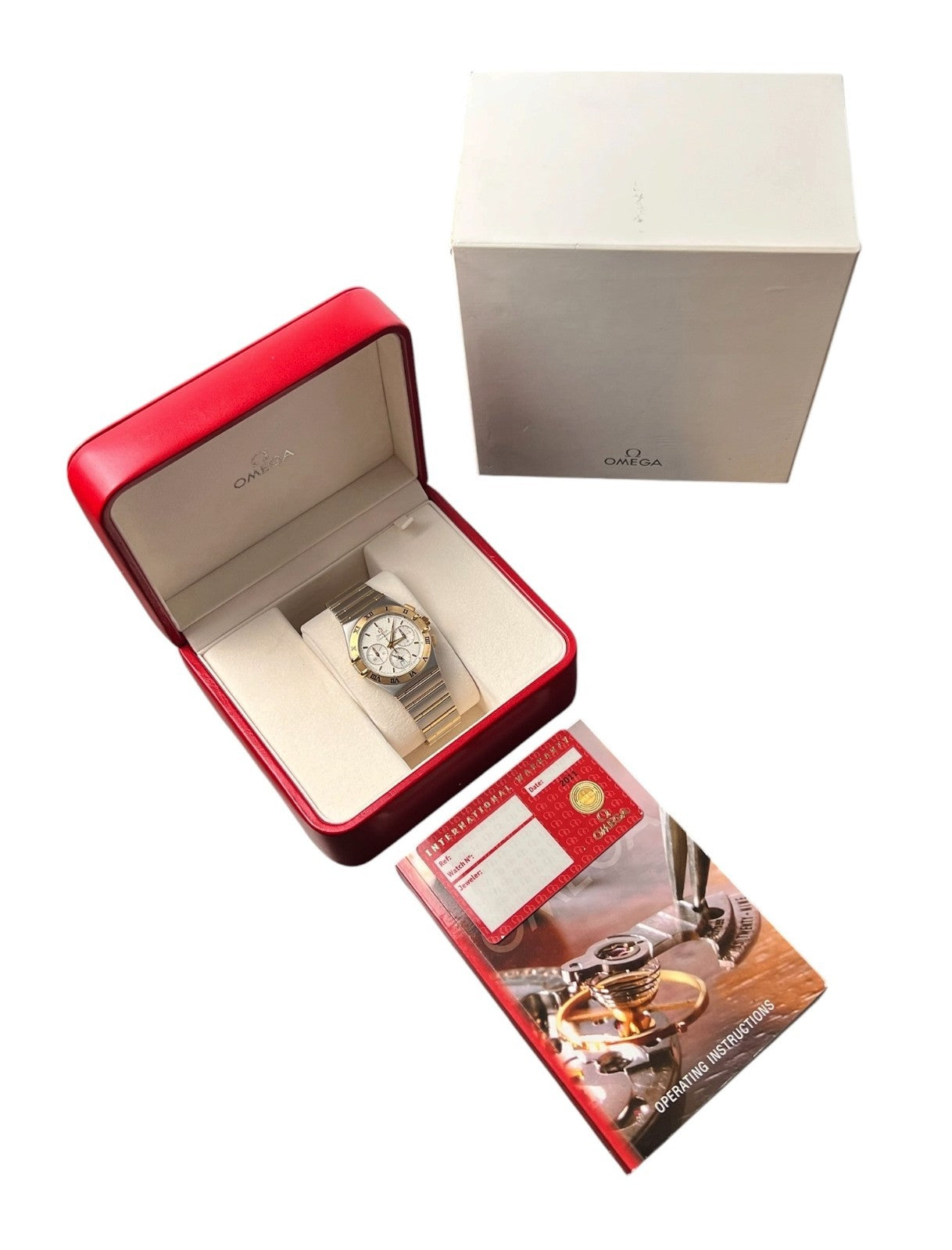 Omega Constellation Chronograph White Dial Gold & Steel 37mm Quartz Mens 1242.30
