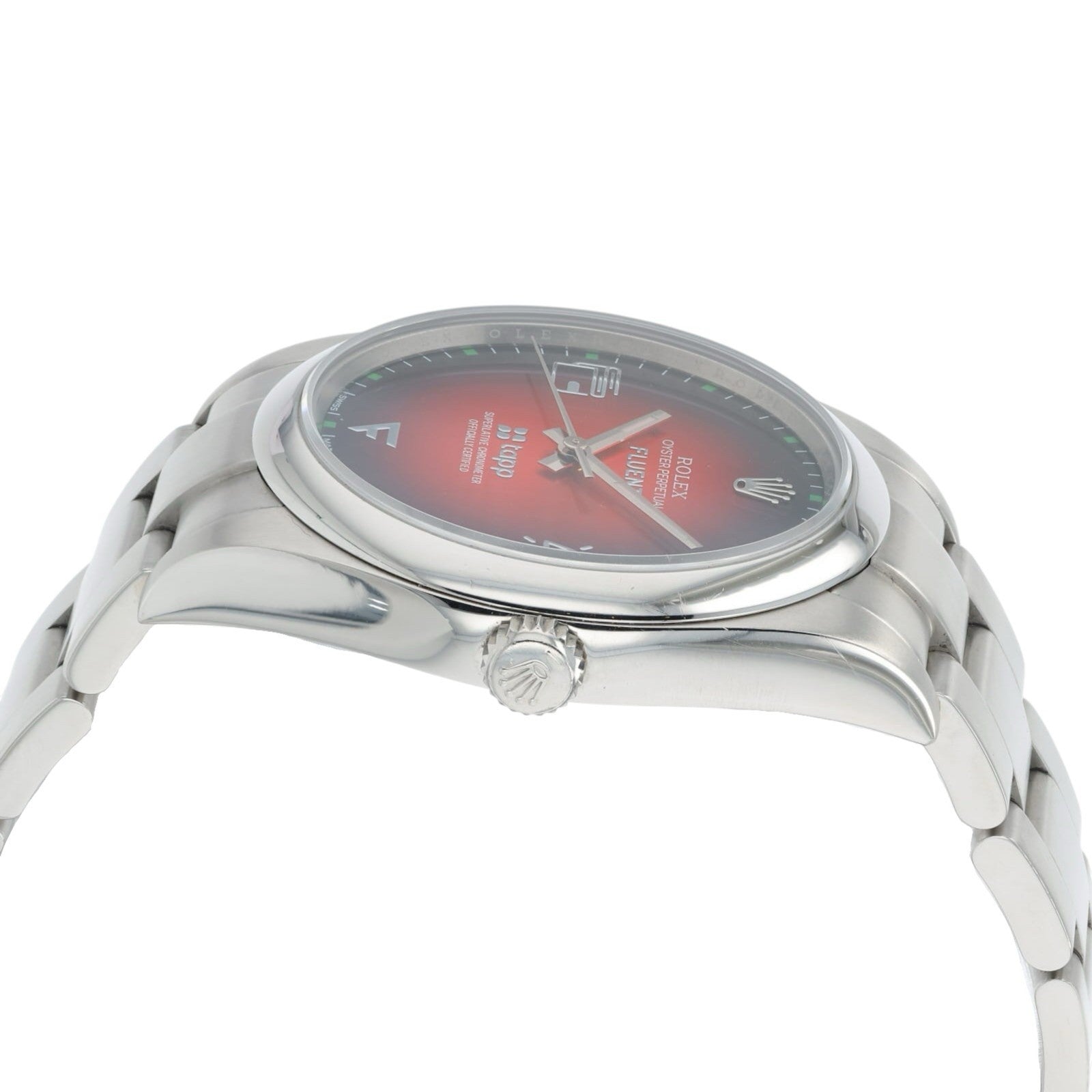 Rolex Oyster Perpetual Red Dial Stainless Steel 39mm Automatic Mens Watch 114300
