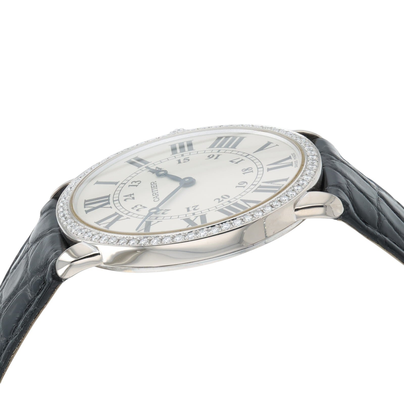 Cartier Ronde Cartier Silver Dial 18k White Gold 36mm Diamond Watch WR000551