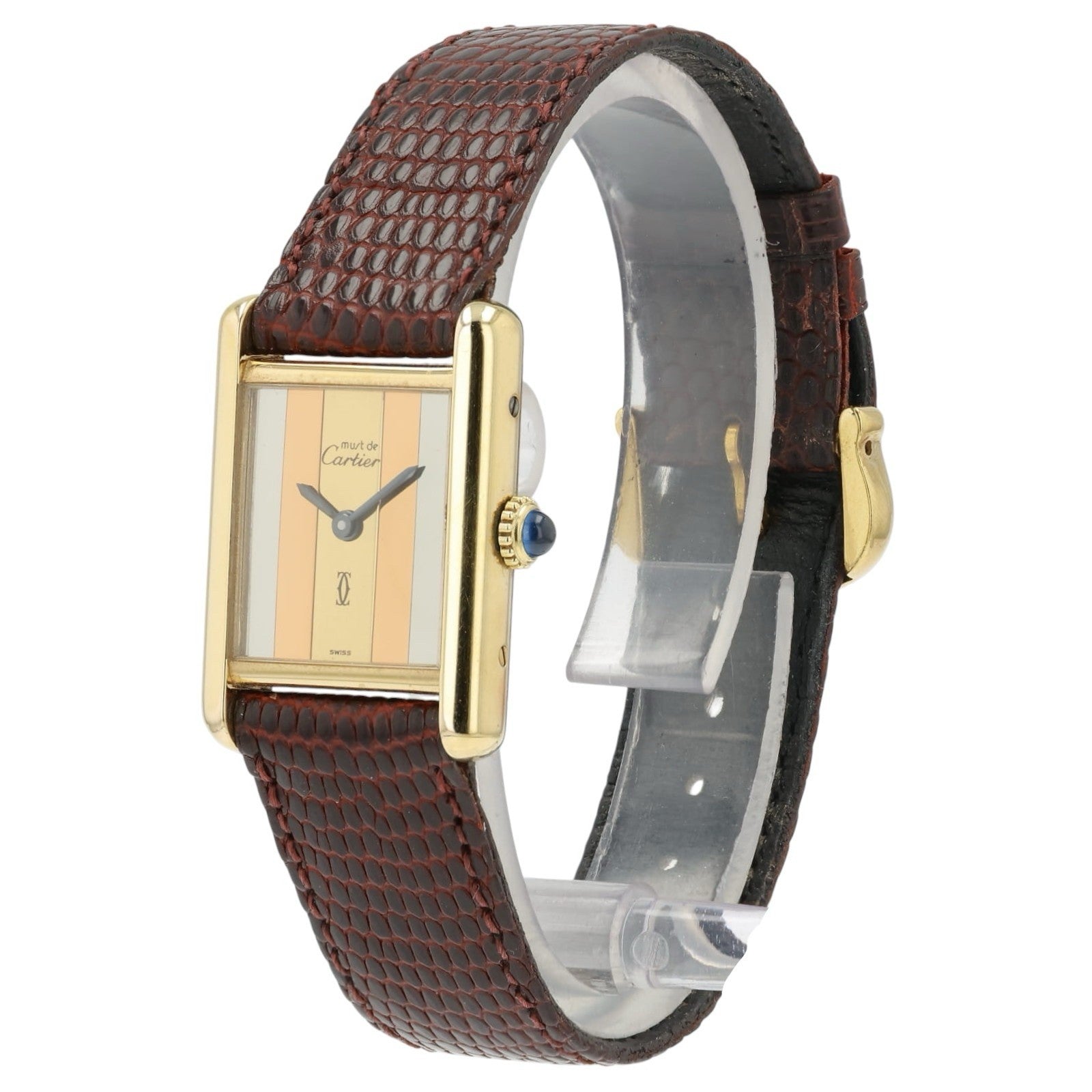 Must De Cartier Tank Multi Color Trinity Dial Vermeil Case 20.5mm x 28mm Manual
