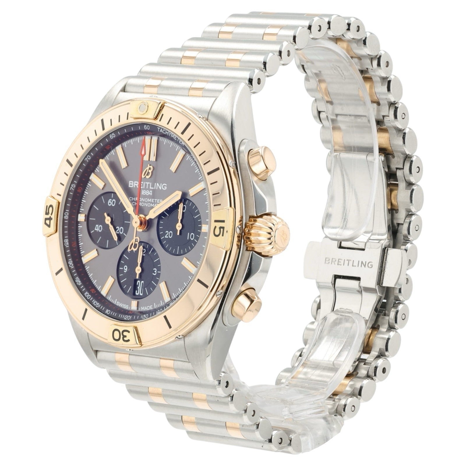Breitling Chronomat Gray Dial 18k Rose Gold & Steel 42mm Automatic Men’s UB0134