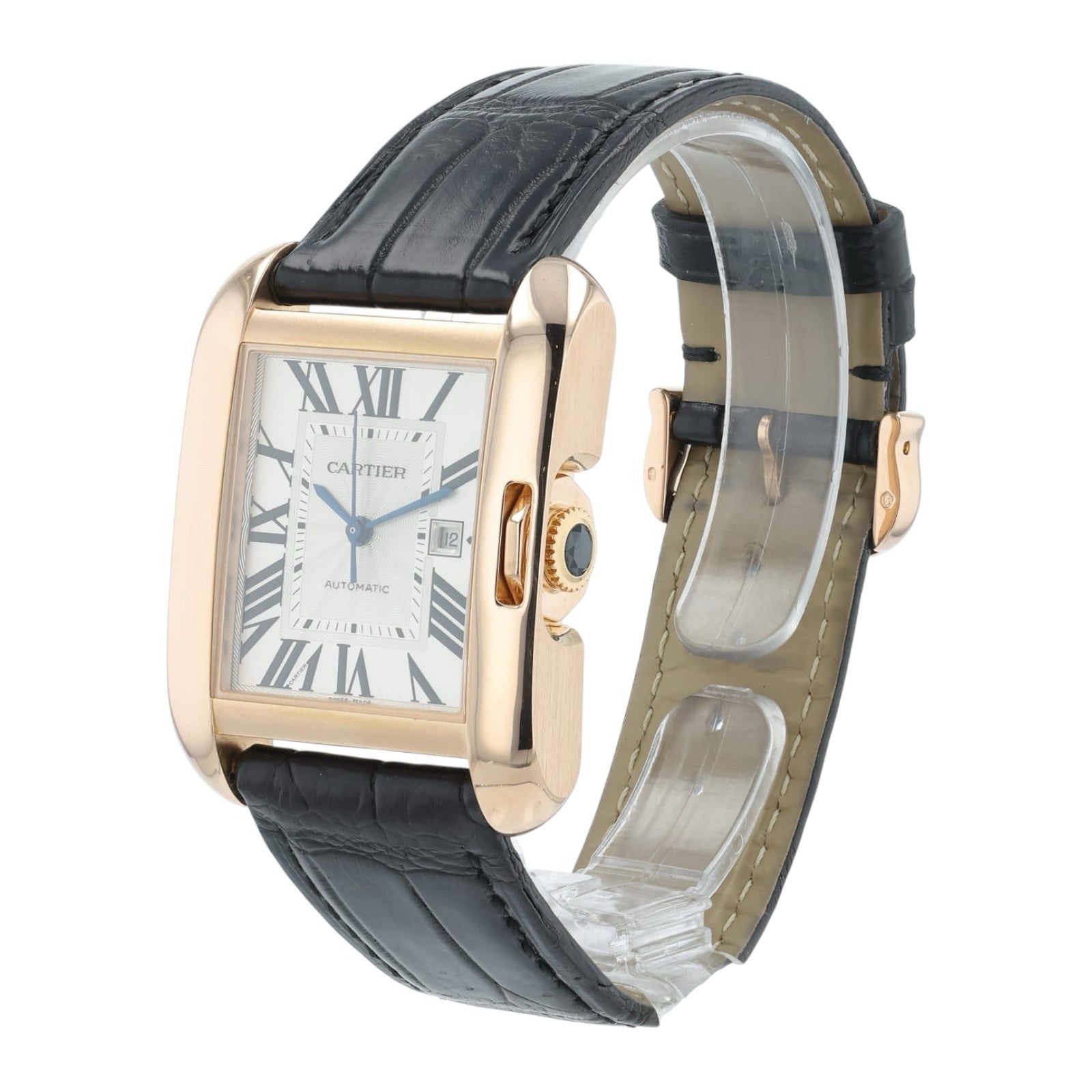 Cartier Tank Anglaise 18k Rose Gold Silver Dial 39.2mm Automatic Mens W5310005