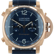 Panerai Luminor Marina 18k Rose Gold  Blue Dial 44mm Automatic Mens PAM01111