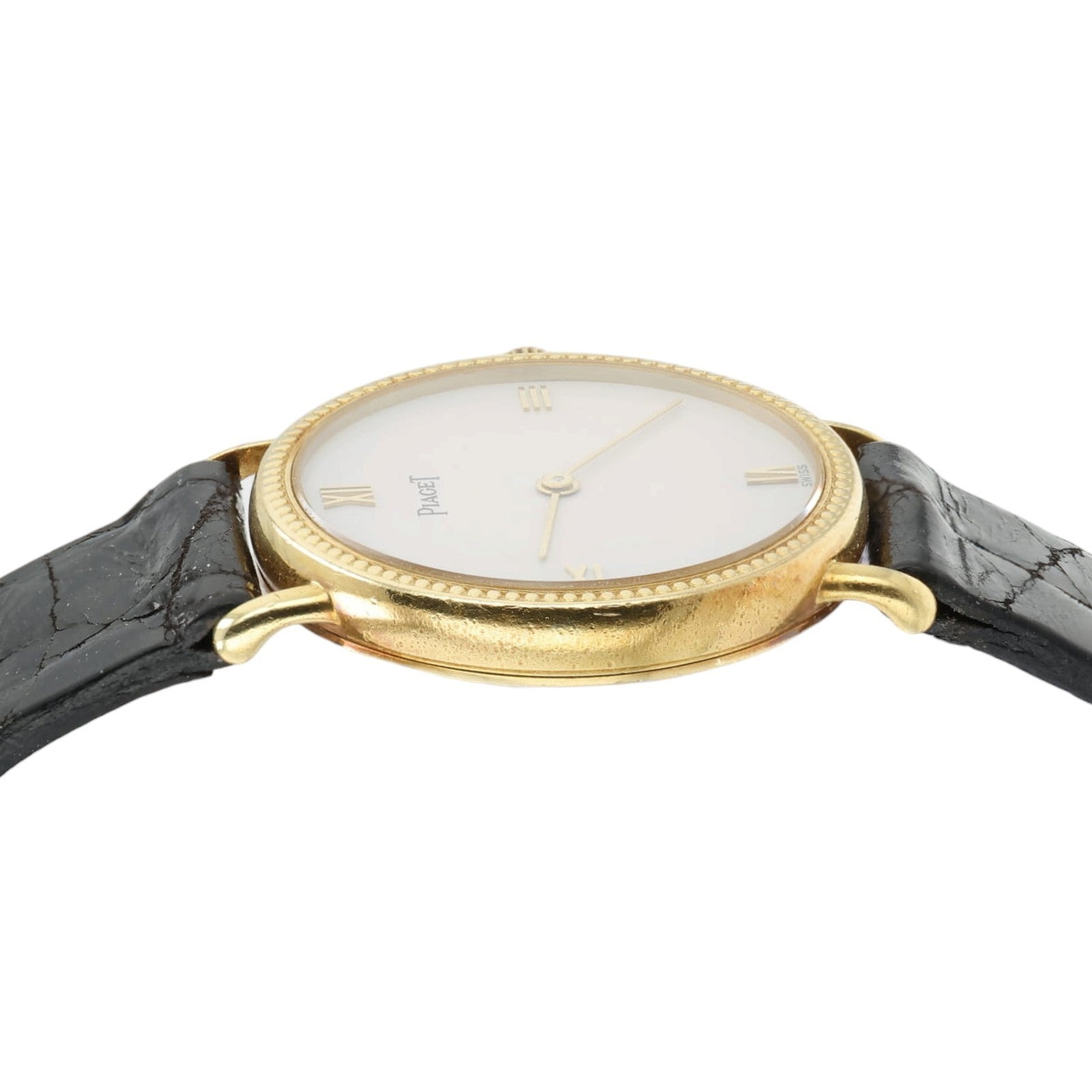 Piaget White Dial Beaded Bezel 18k Yellow Gold 24mm Quartz Women's Watch 8711