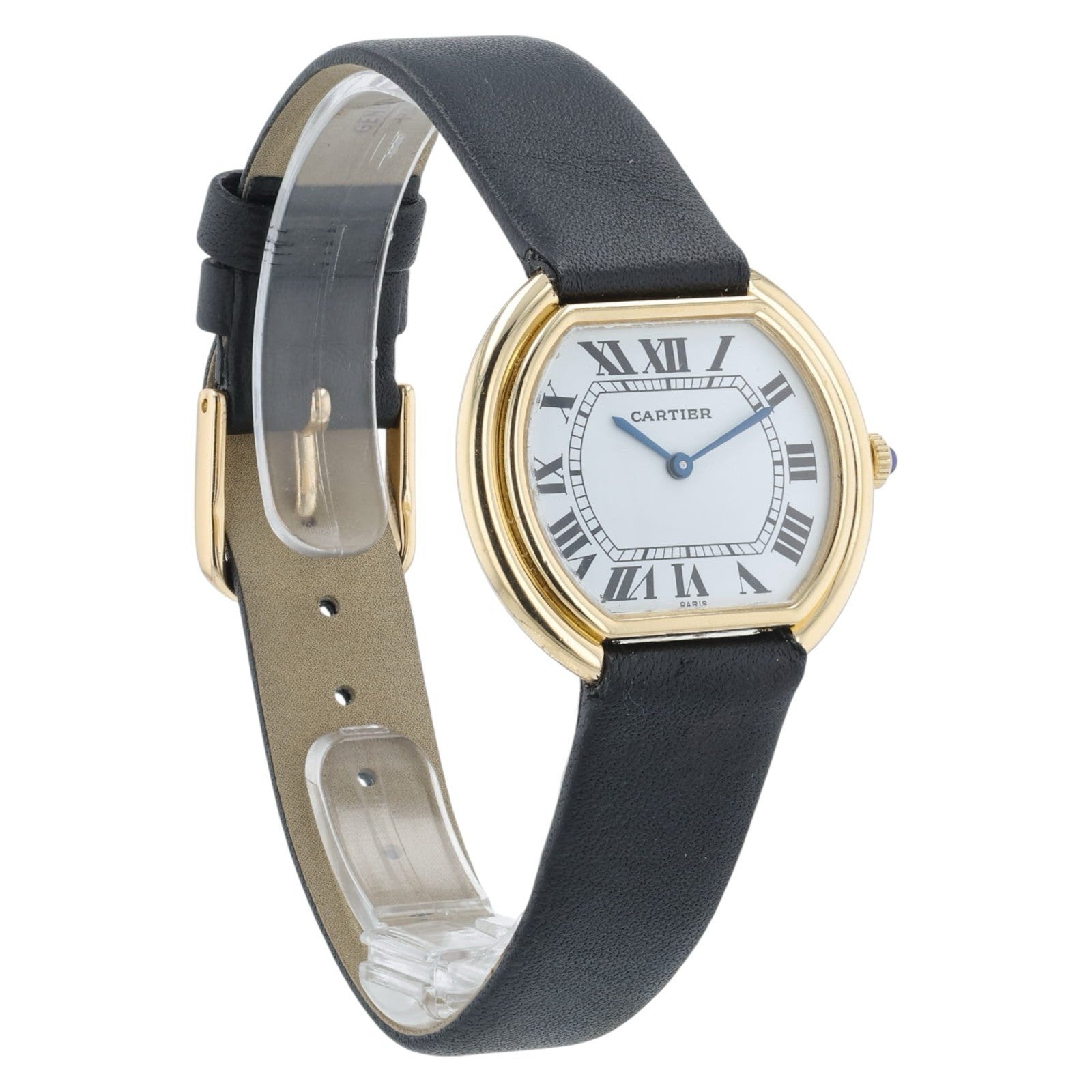 Cartier Stepped Ellipse 18k Yellow Gold 28mm White Dial Manual Wind Watch 7809