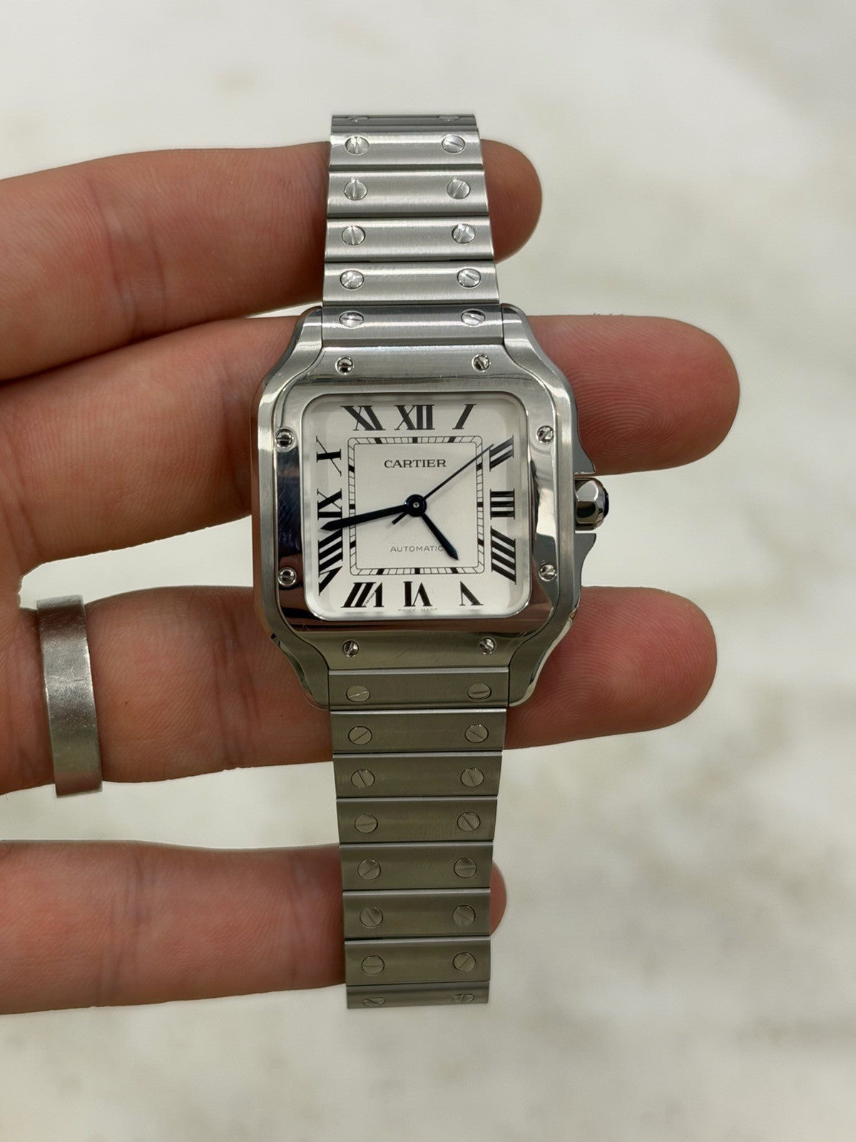 2025 Cartier Santos Automatic Stainless White Dial Midsize Watch 35mm WSSA0029