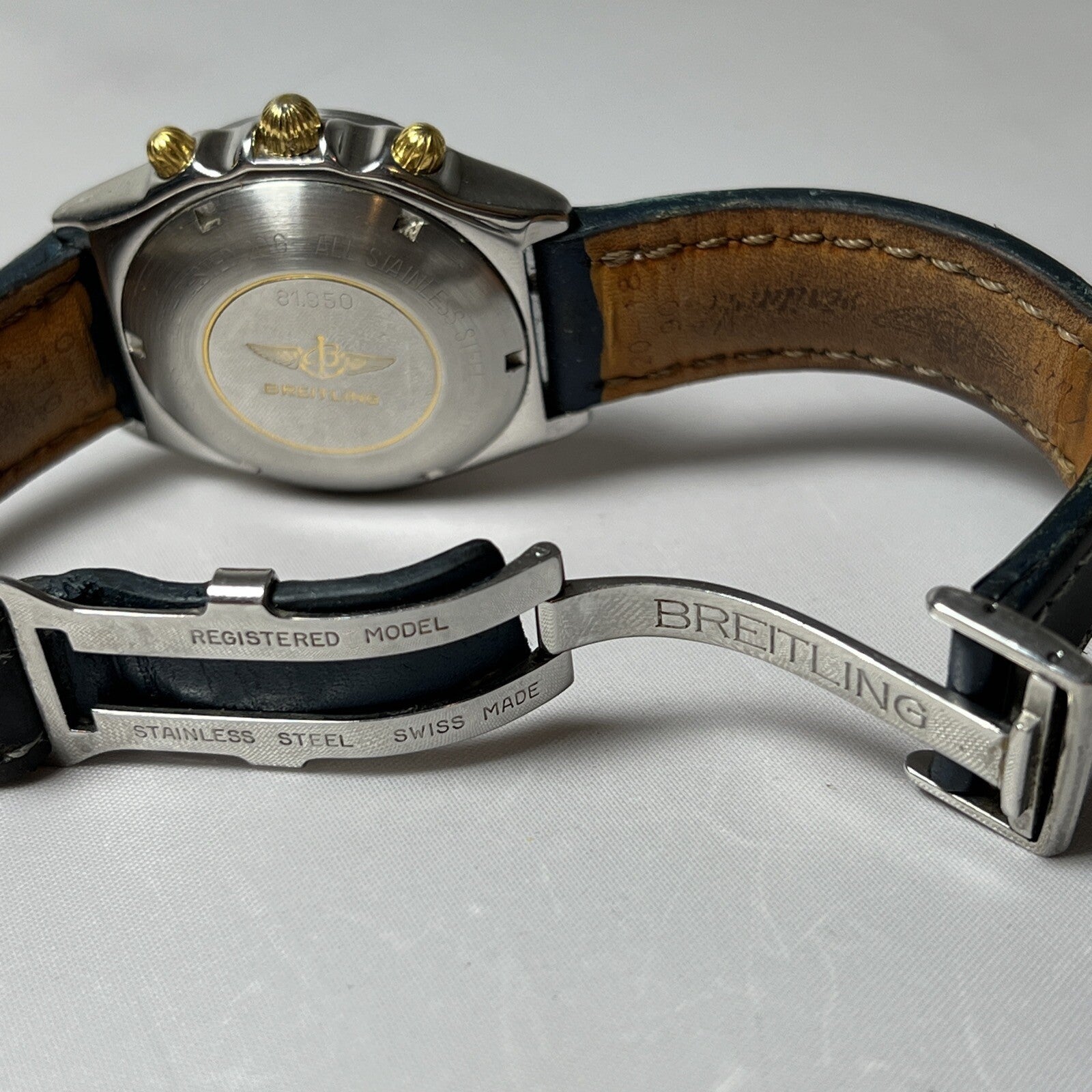 Breitling Two-Tone Blue Dial 39mm 81.950 Chronograph Automatic Date Watch - READ