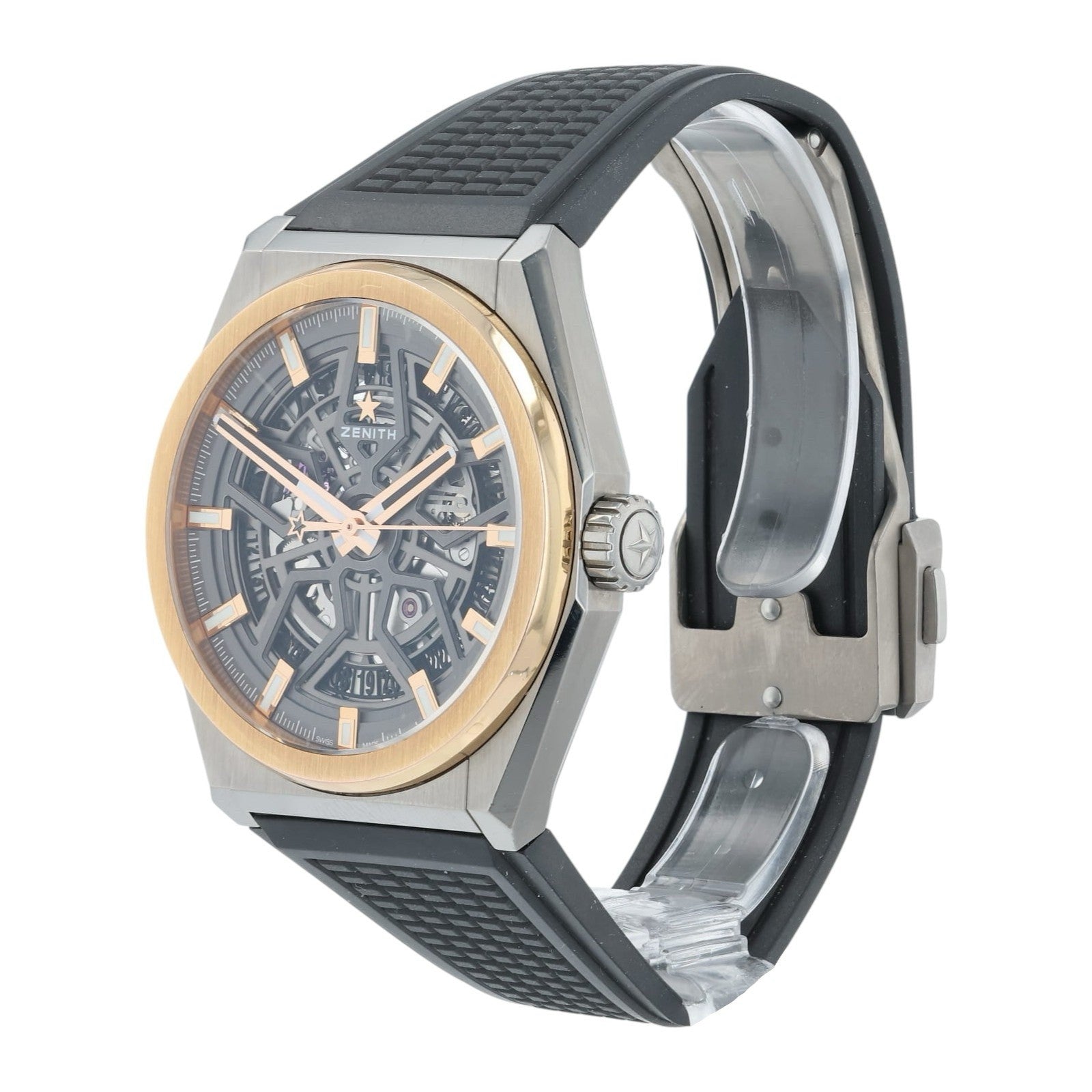 Zenith Defy Classic Skeleton Gray Dial Gold Bezel Auto Men's Watch 87.9001.670