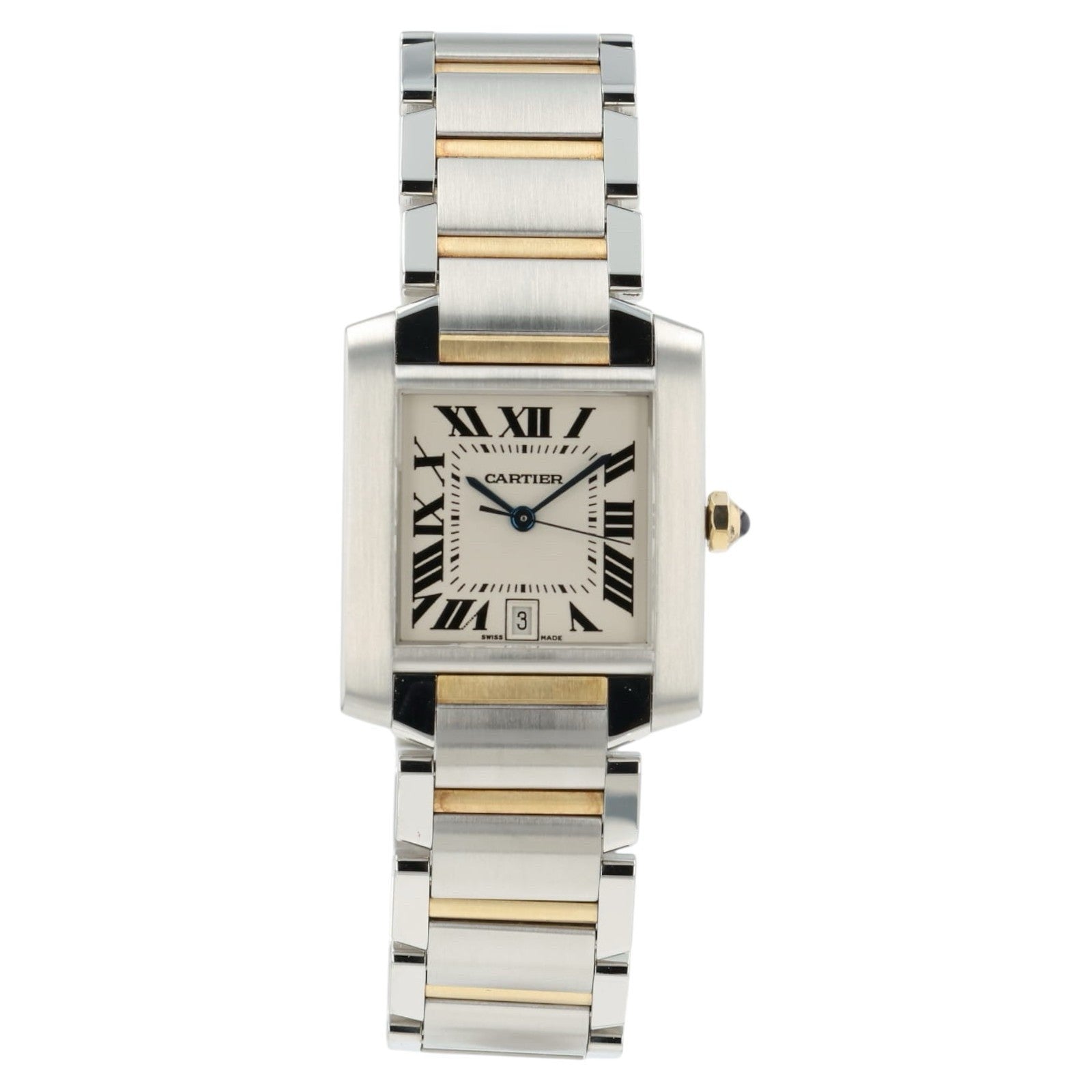 Cartier Tank Silver Dial 18k Yellow Gold & Steel 30x25mm Quartz Women’s W51023Q4