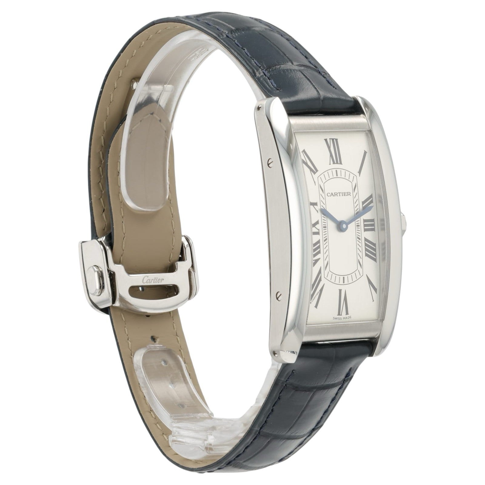 Cartier Tank Large Americaine Silver Dial Steel 24mm Auto Men's Watch WSTA0083