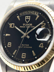 Tudor Prince Date Day Steel & Gold Black Dial 36mm Automatic Men’s Watch 76213