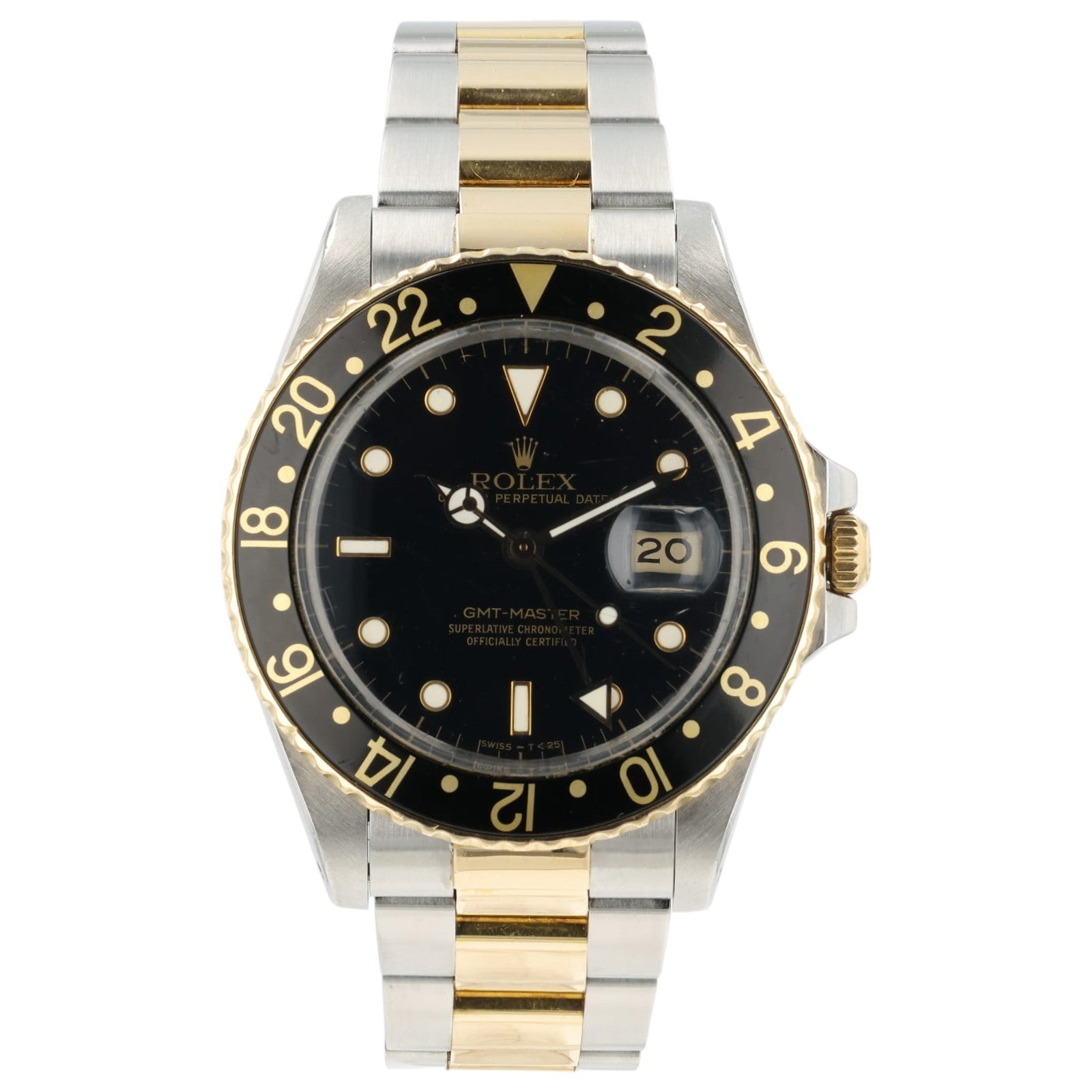 Rolex GMT Master Black Dial Gold & Steel 40mm Automatic Men's Watch 16753