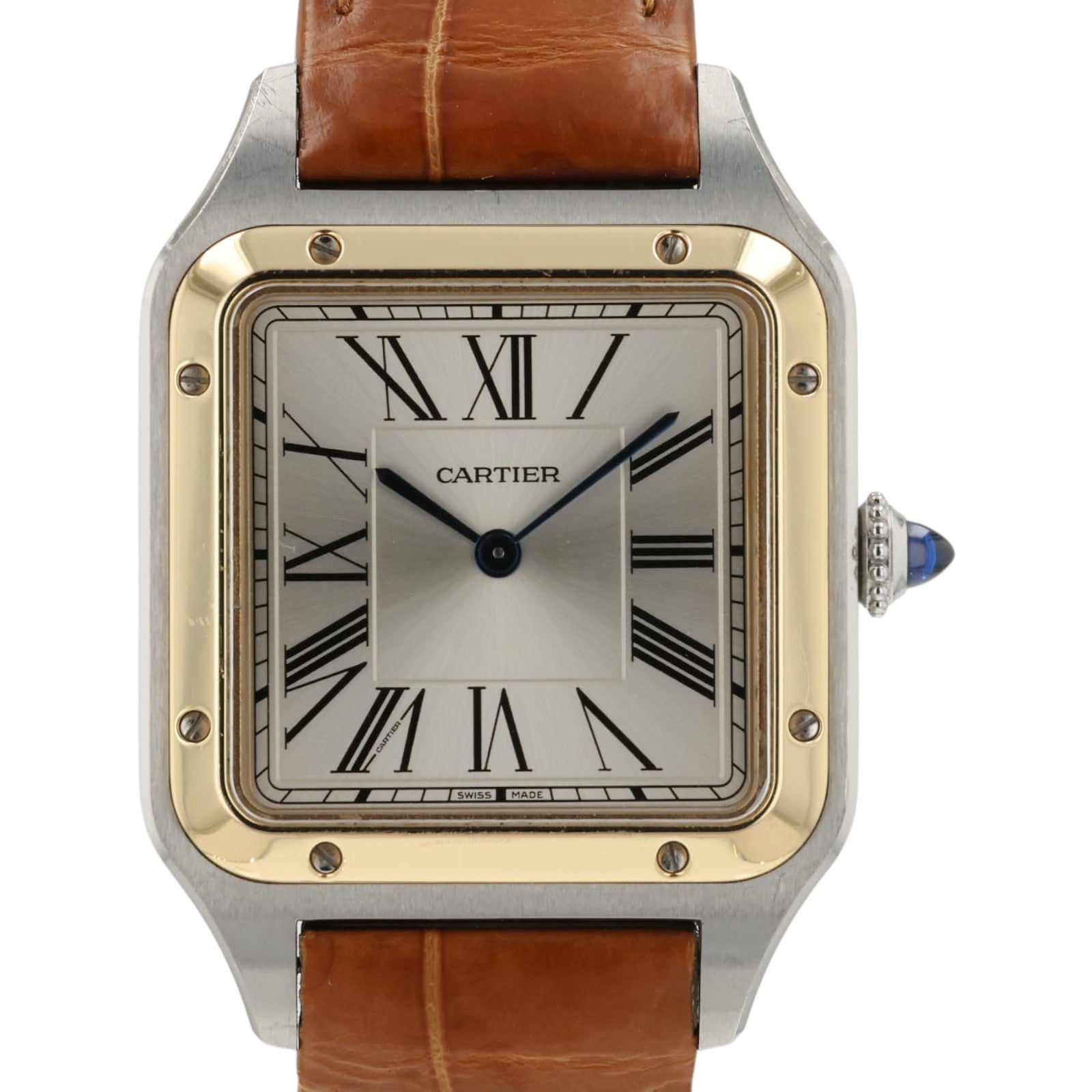 Cartier Santos Dumont Large Silver Dial Steel & 18k Rose Gold 31mm WA2A0011