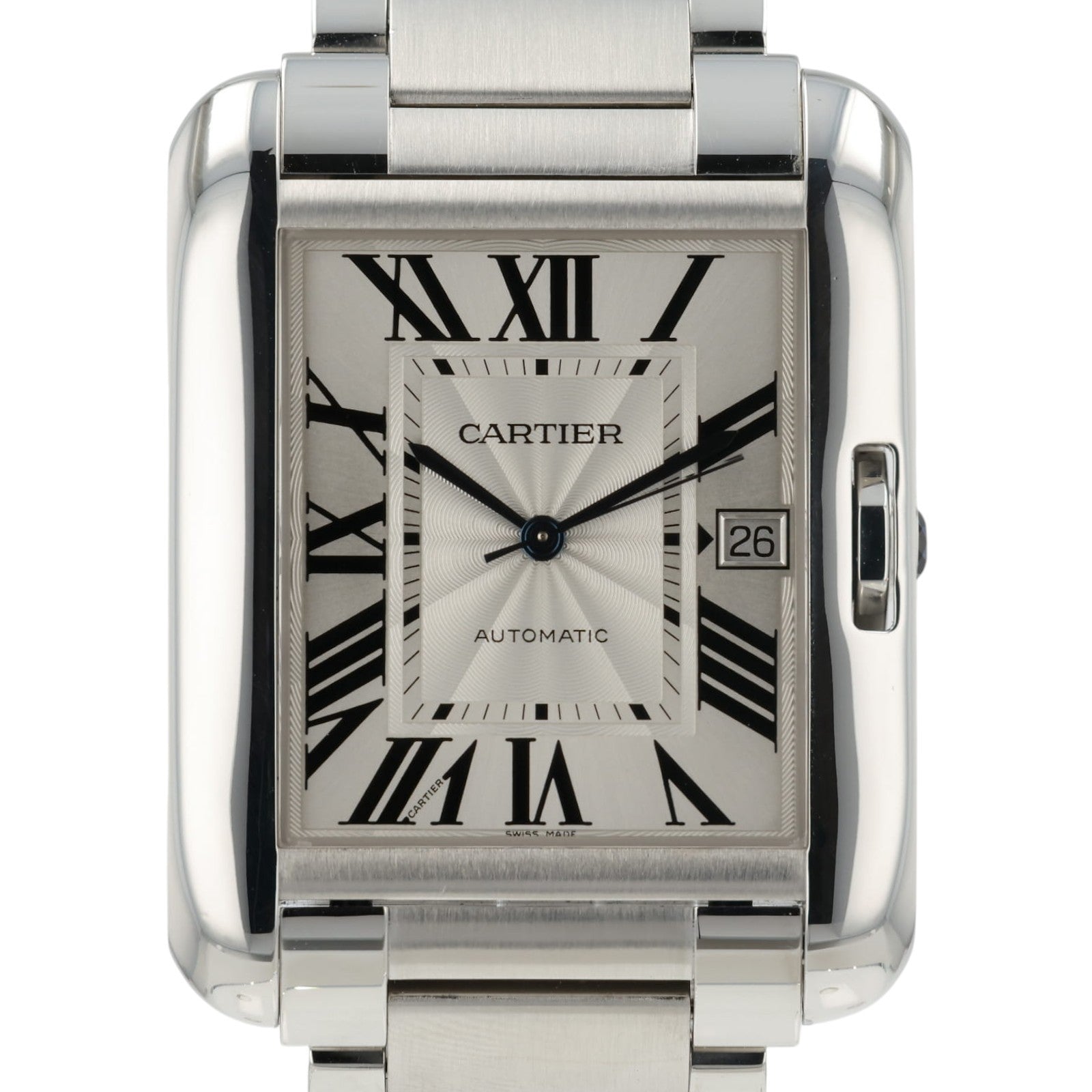 Cartier Tank Anglaise Silver Color Dial Steel 47x36mm Automatic Mens W5310008