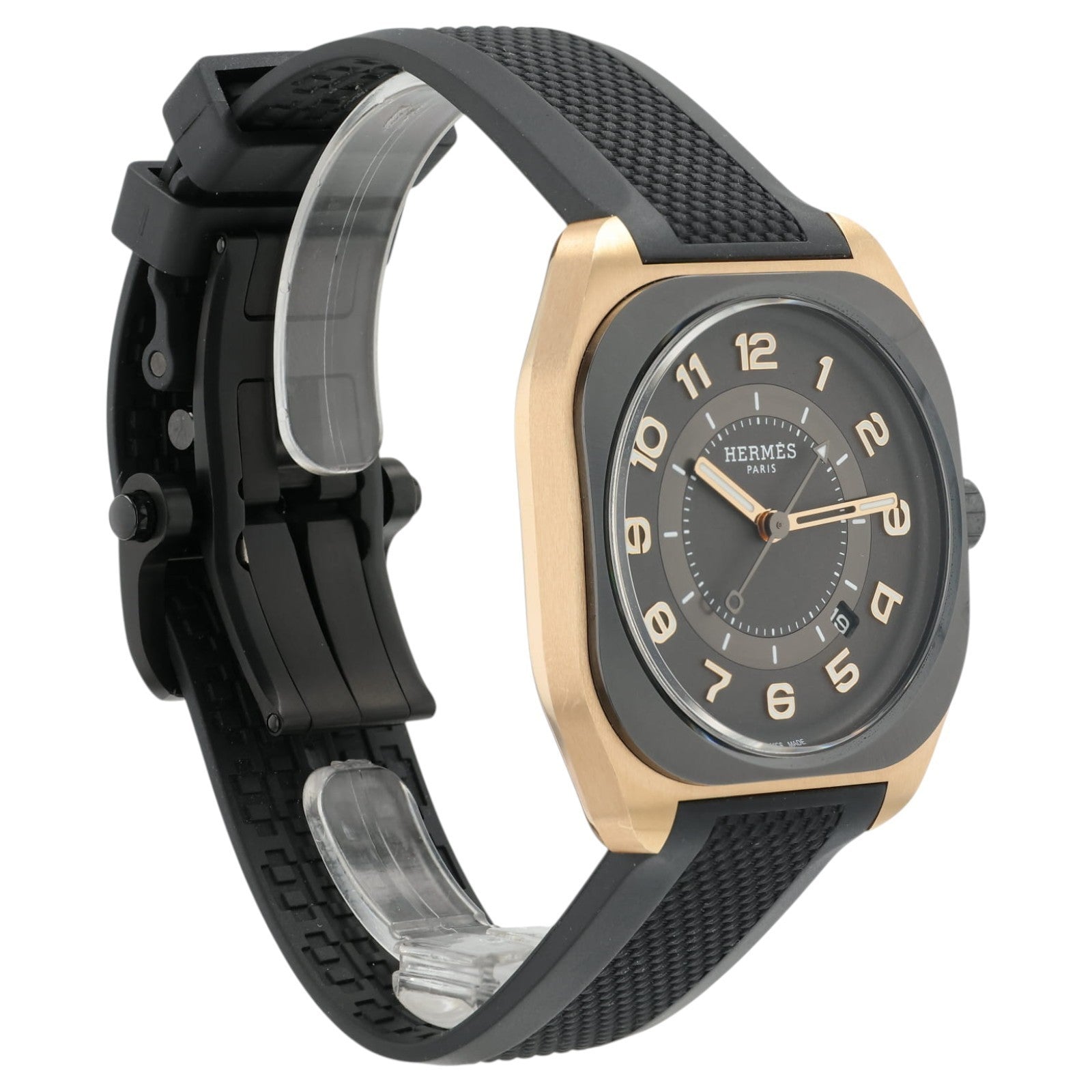 Hermes H08 Gray Dial 18k Rose Gold & Titanium 39mm Automatic Mens Watch H08