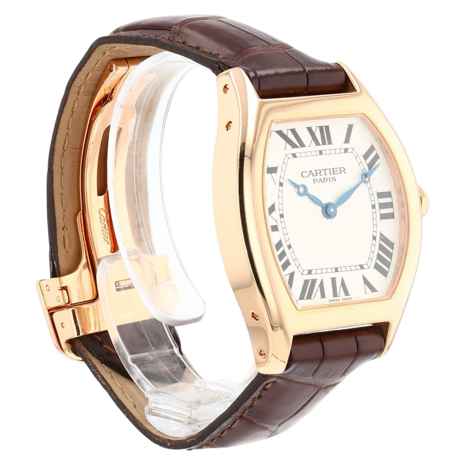 Cartier Tortue 18k Rose Gold Silver Dial 34mm Manual Wind Men’s Watch W15386851